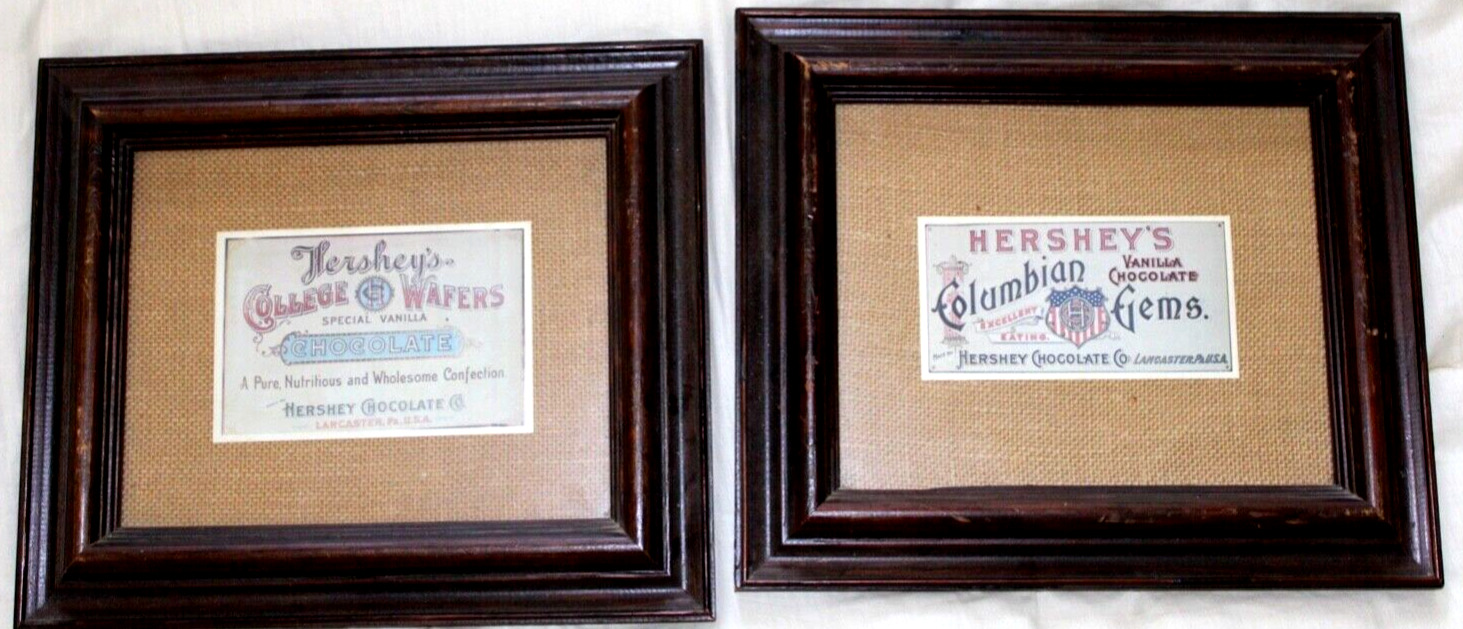 2 - COLLECTORS HERSHEY'S CHOCOLATE RARE VINTAGE LABELS SIGNS FRAMED