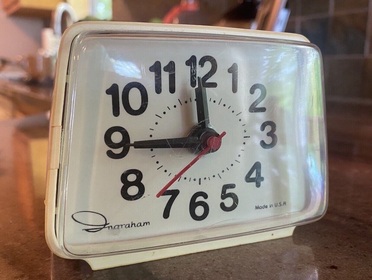 Vintage Ingraham MCM Alarm Clock SCRIPT LOGO Model 49-553  TESTED