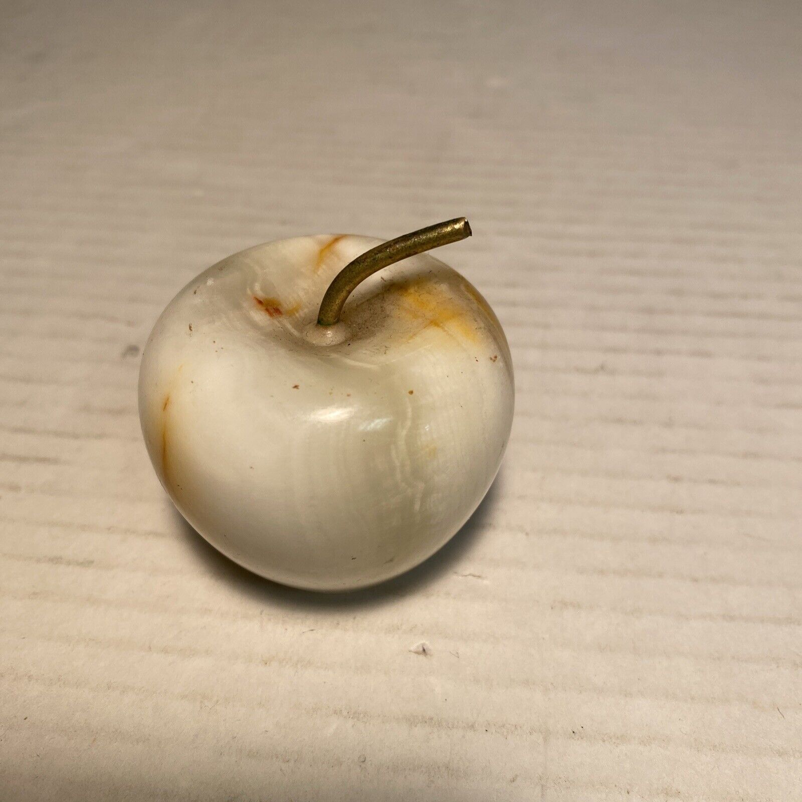 Vintage Marble or Granite Apple With Brass Stem