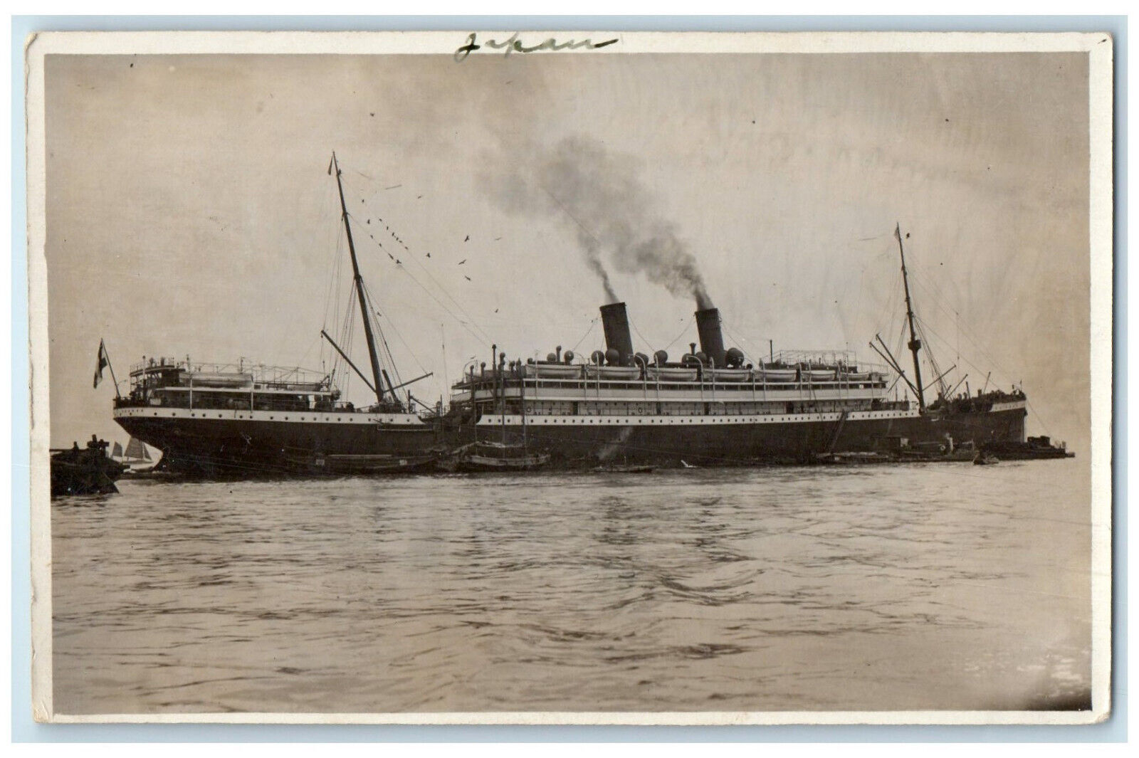 c1920\'s Bremen Steamer Kobe Japan Unposted Antique RPPC Photo Postcard