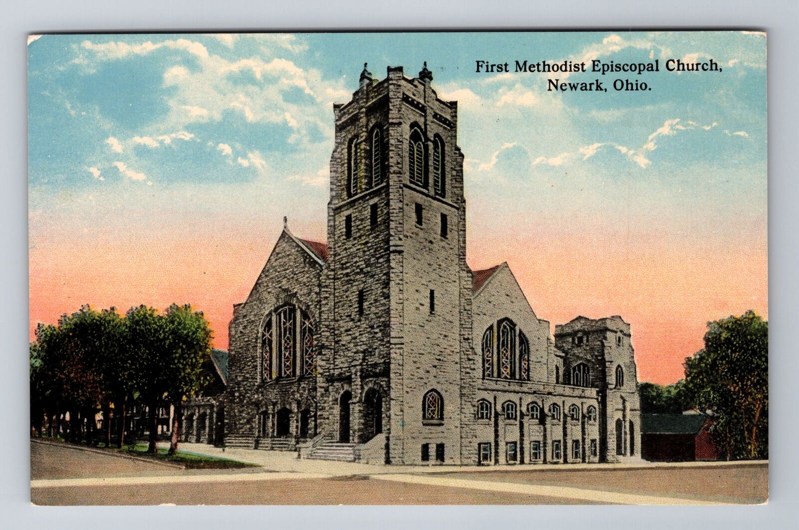 Newark OH-Ohio, First Methodist Episcopal Church, Antique Vintage Postcard