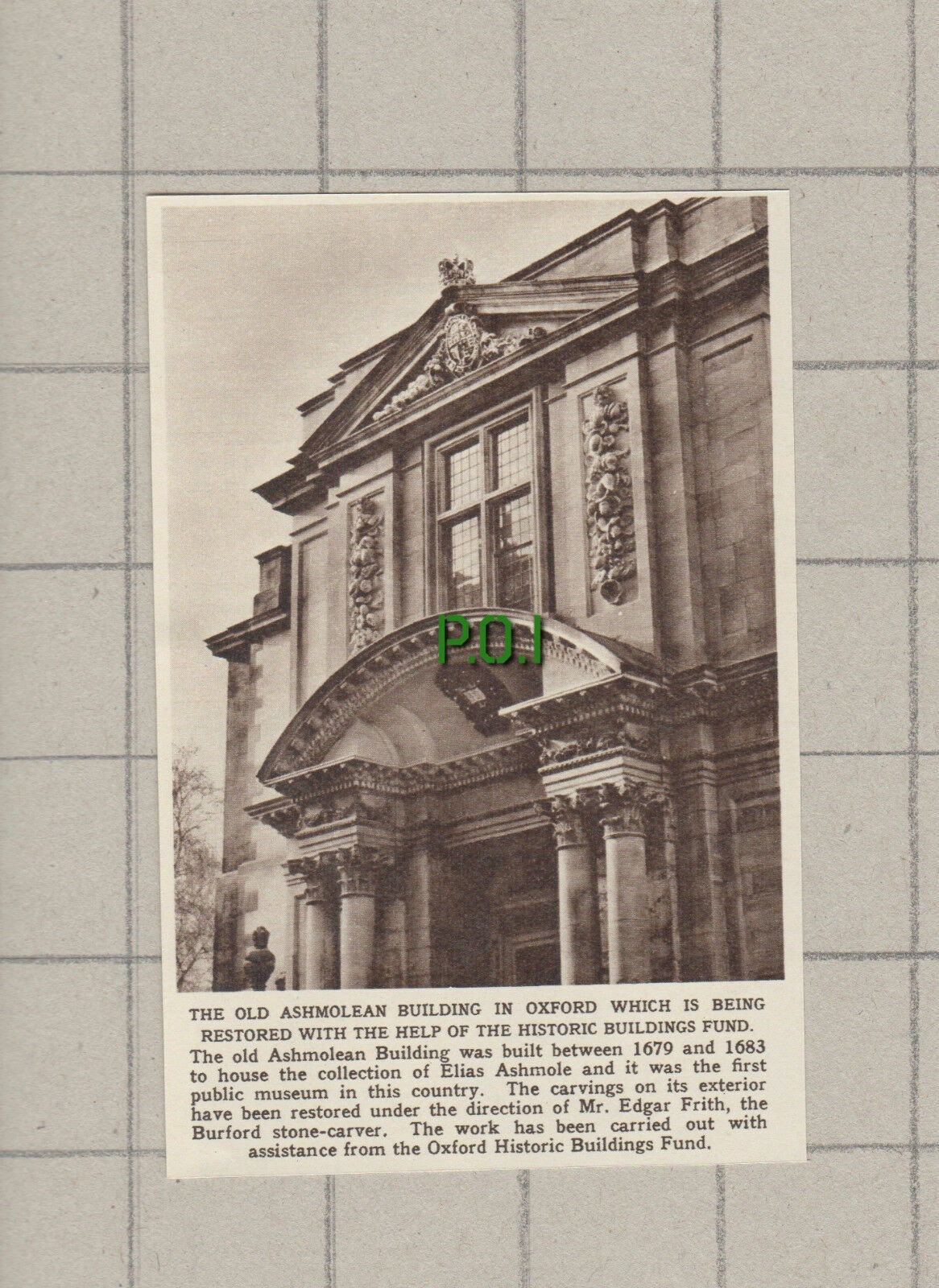 (3144) The Old Ashmolean Building Oxford Museum  - 1961 Clip