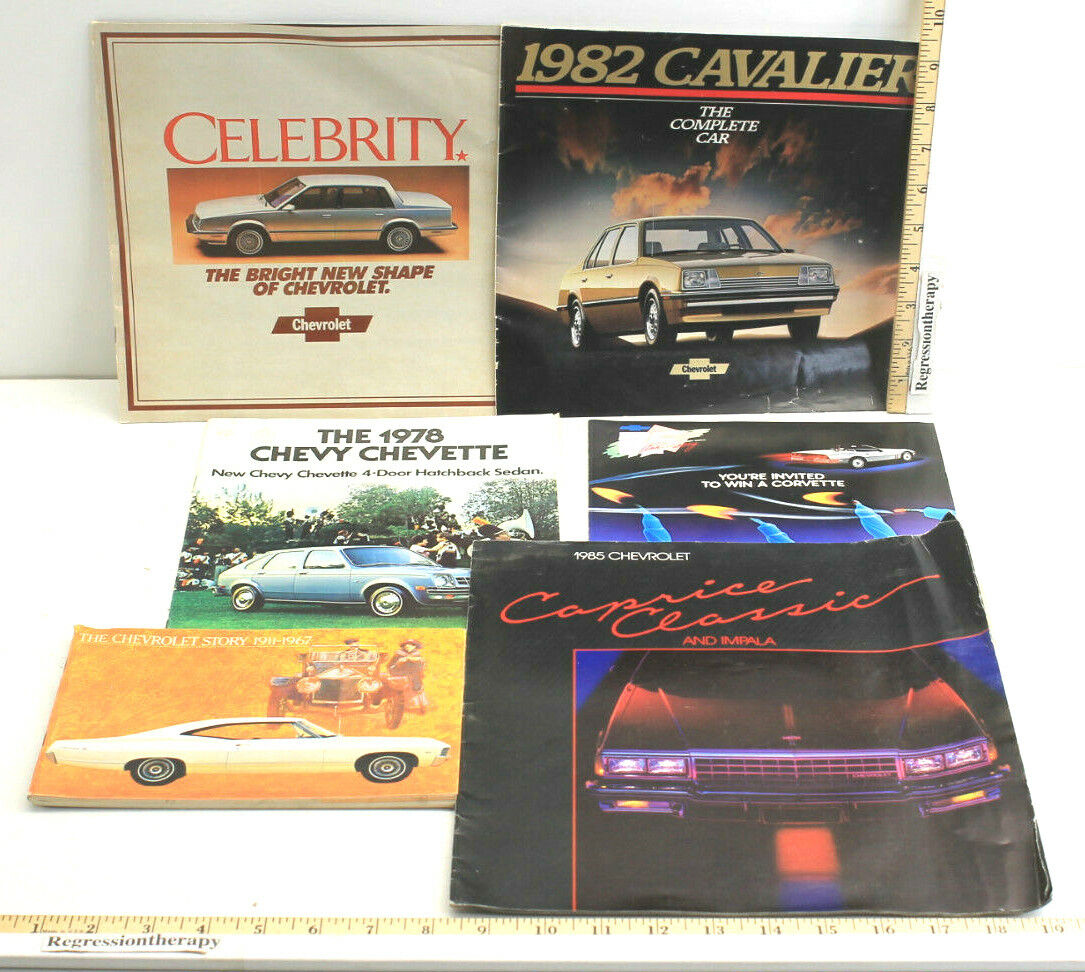 5pc 1967 1978 1985 Chevy Chevrolet Dealer Sales Brochure Corvette Chevette Celeb