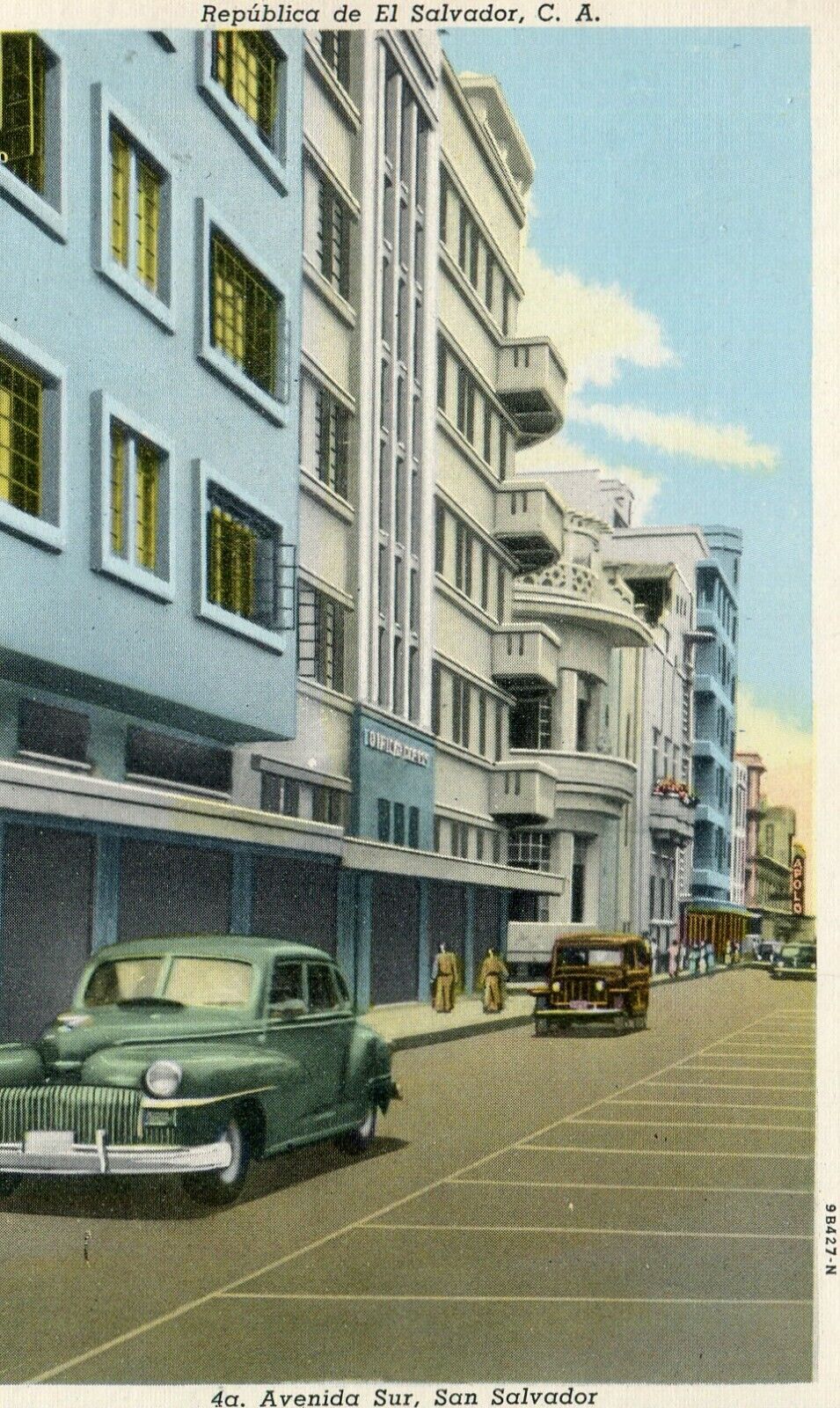El San Salvador - 4a Avenida Sur. old postcard