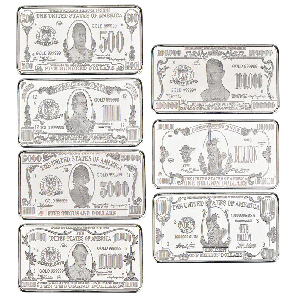 7pc Silver plated badeg America souvenir bullion Collectibles Metal Coin set