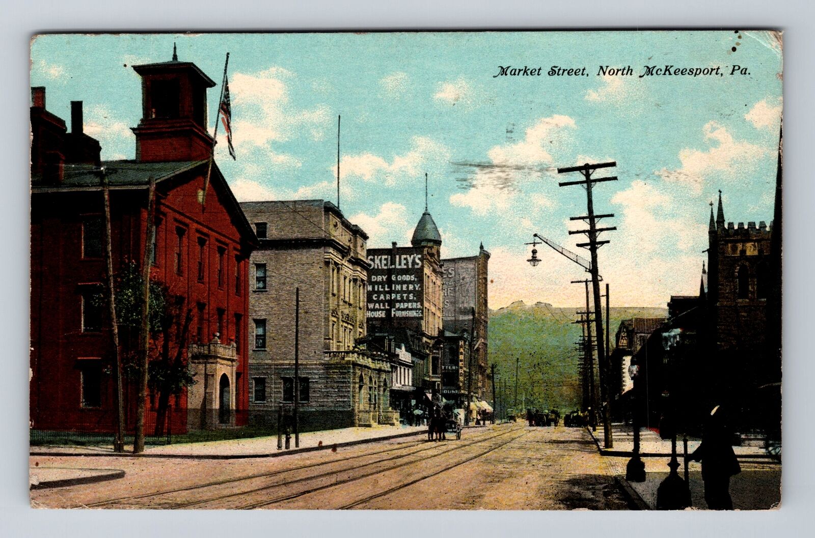 North McKeesport PA-Pennsylvania, Market Street, Vintage c1912 Postcard