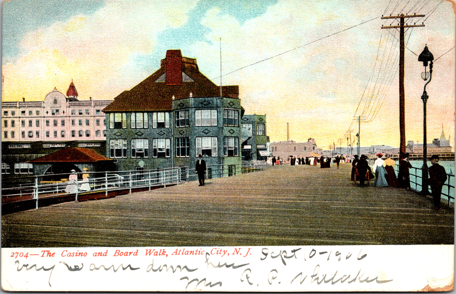 Vintage C. 1906 Casino & Boardwalk Pier Atlantic City New Jersey NJ Postcard