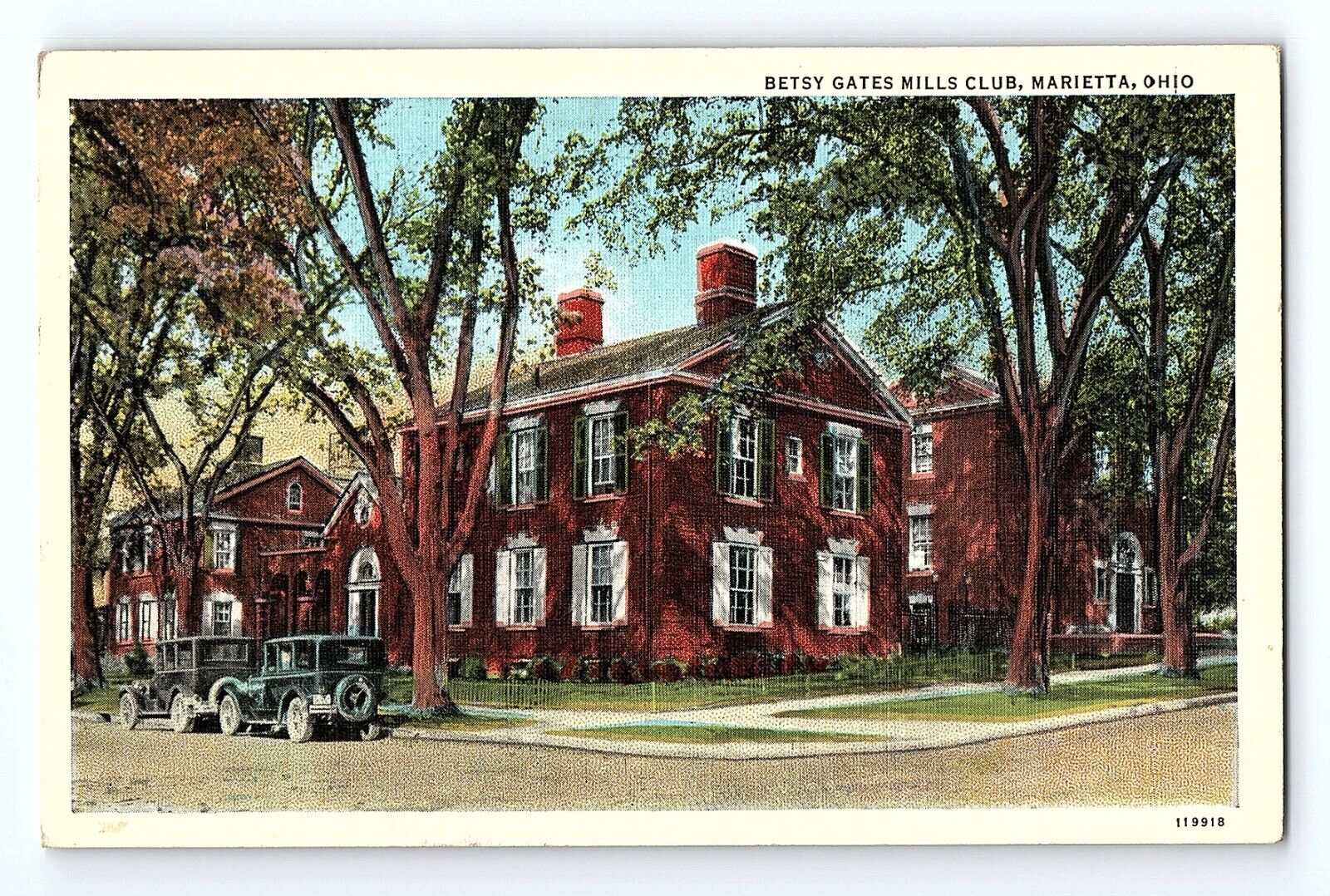 Betsy Gates Mills Club Marietta Ohio Vintage Postcard