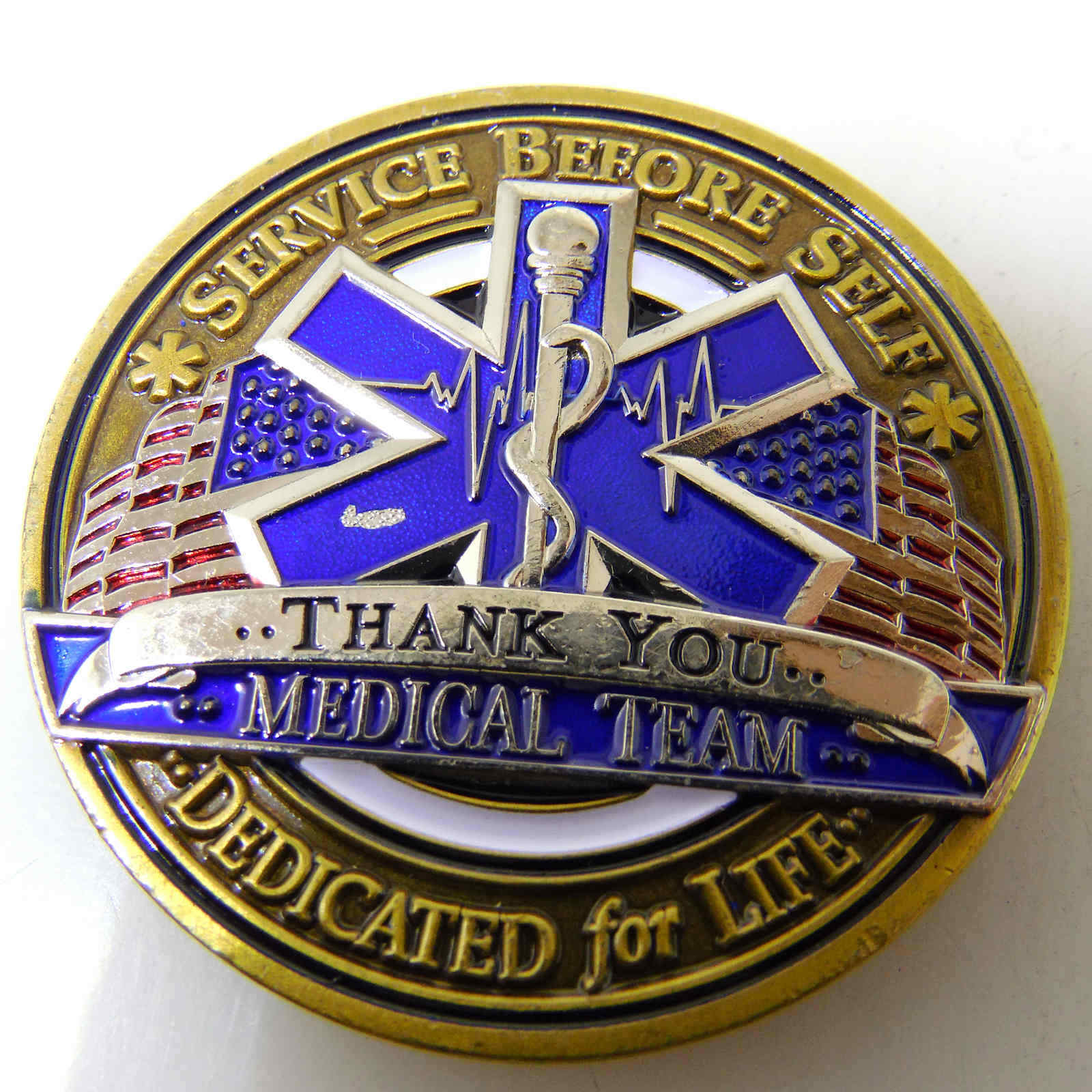SERVICE BEFORE SELF DEDICATED FOR LIFE CHALLENGE COIN