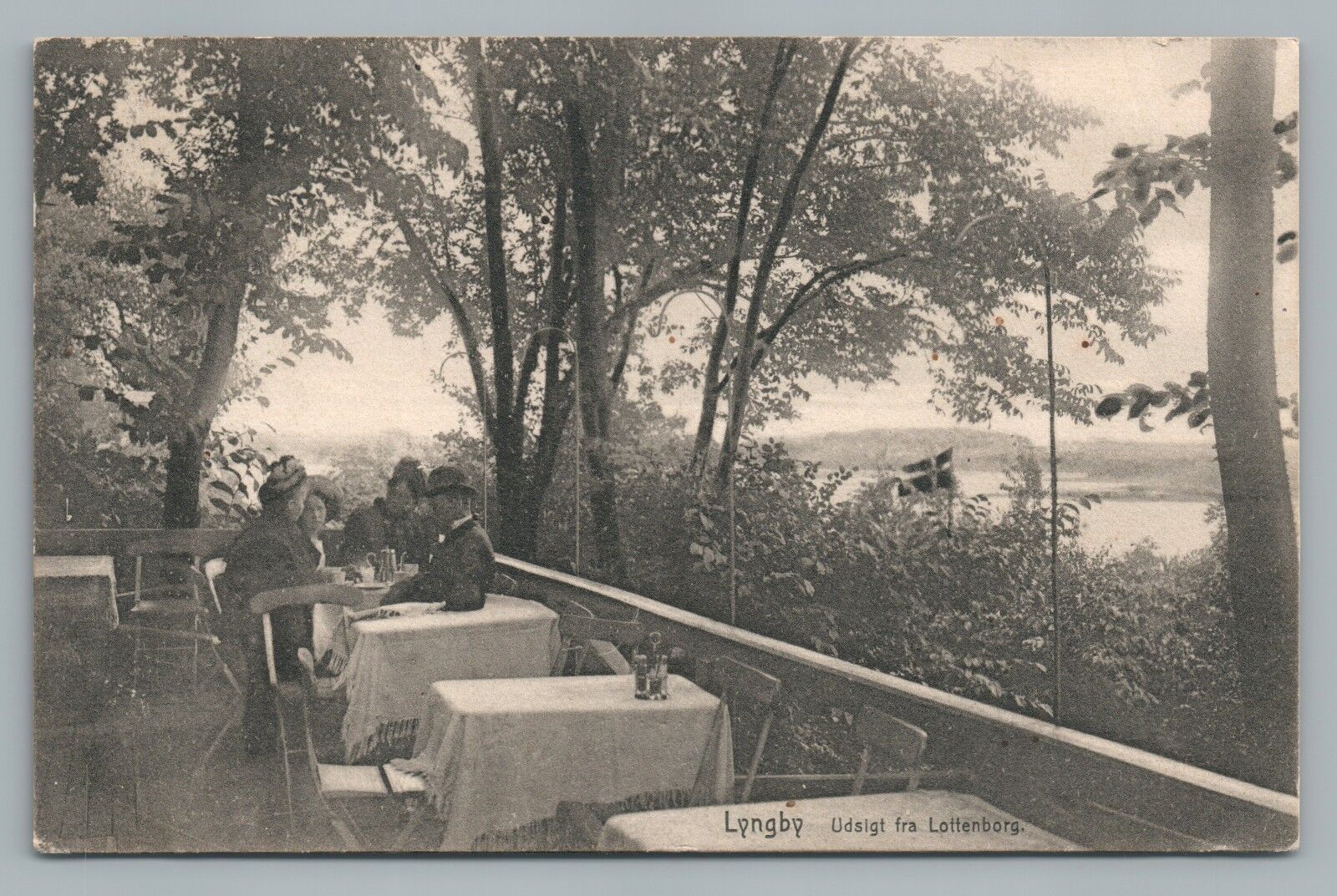 Lyngby Denmark COPENHAGEN Cafe—Lottenborg—Antique Danish Postcard Stamp 1909