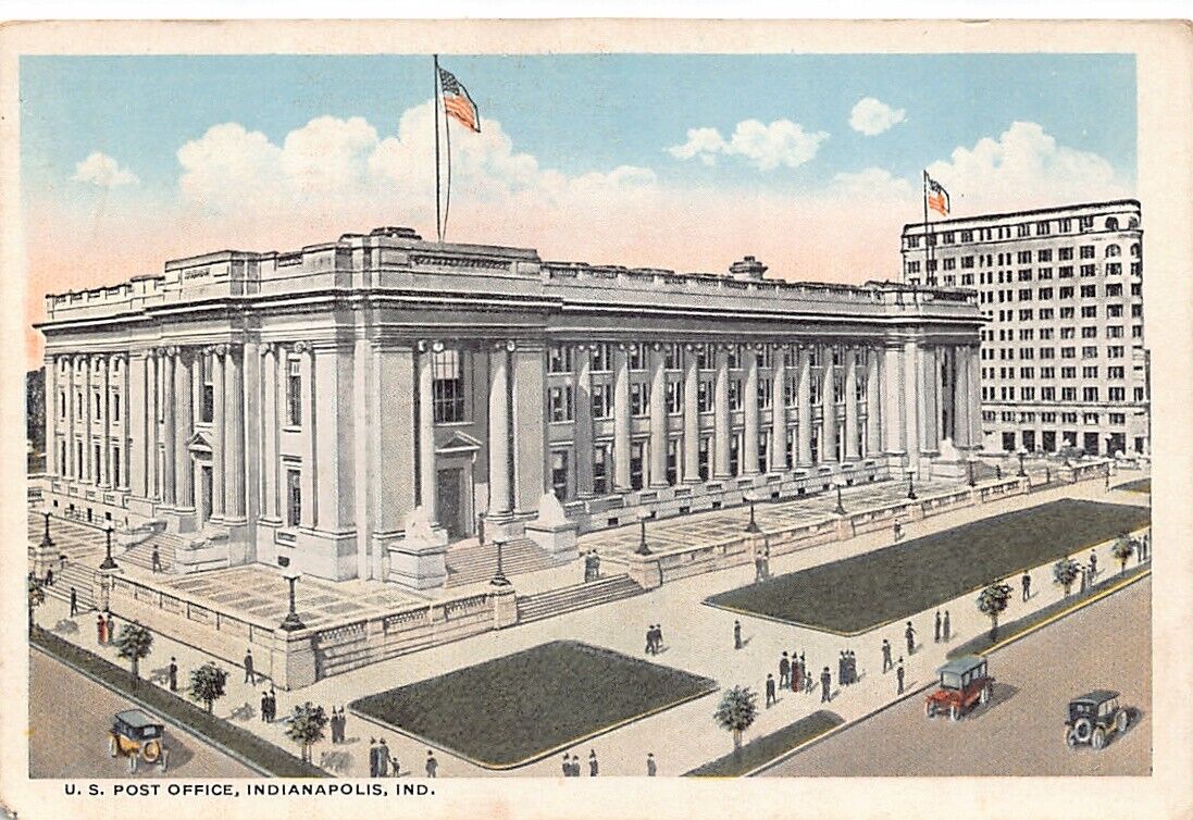 US Post Office Indianapolis Indiana Vtg Postcard CP315
