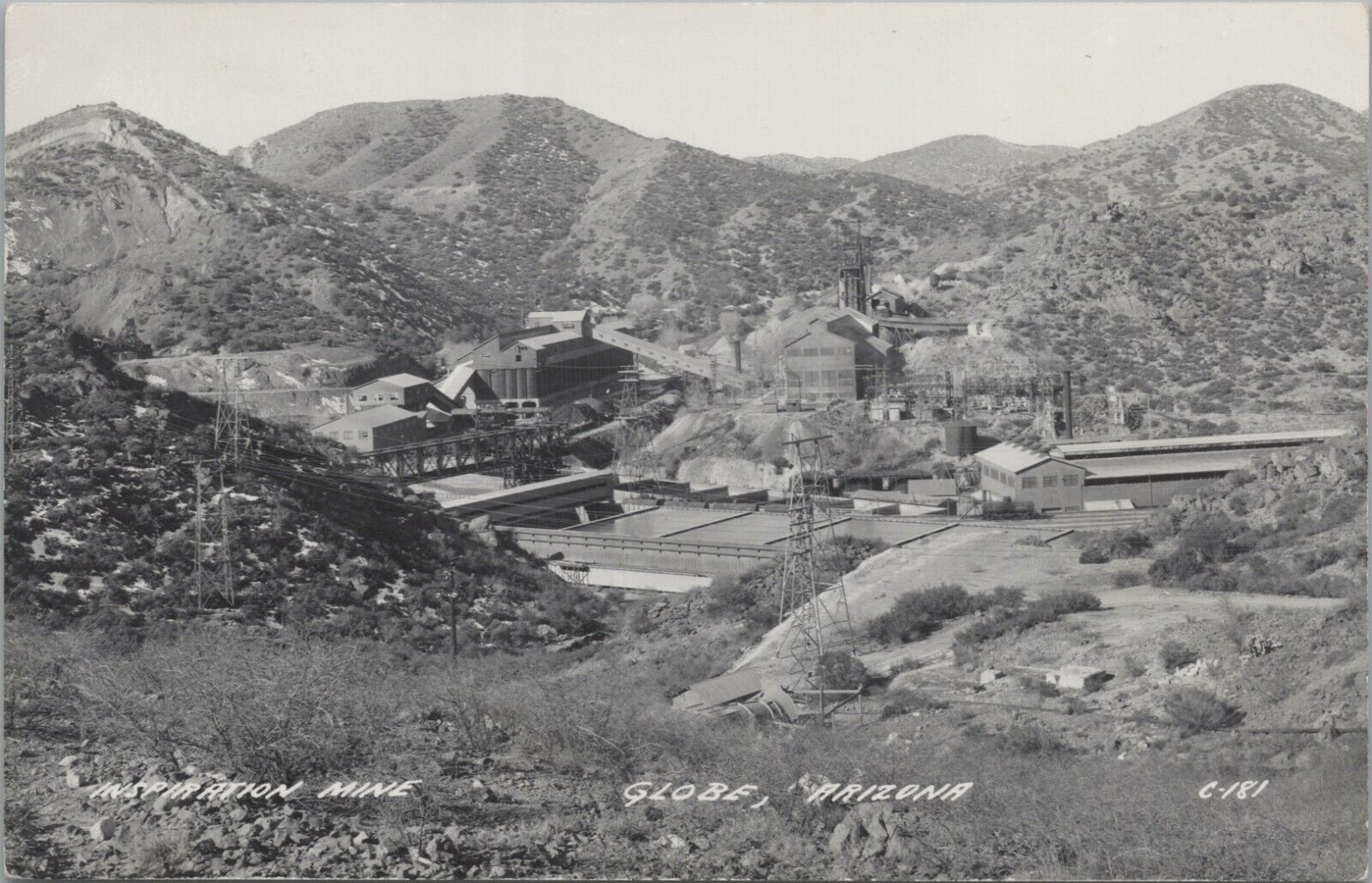 RPPC c1930s-1950s Inspiration Mine Globe Arizona photo postcard A117