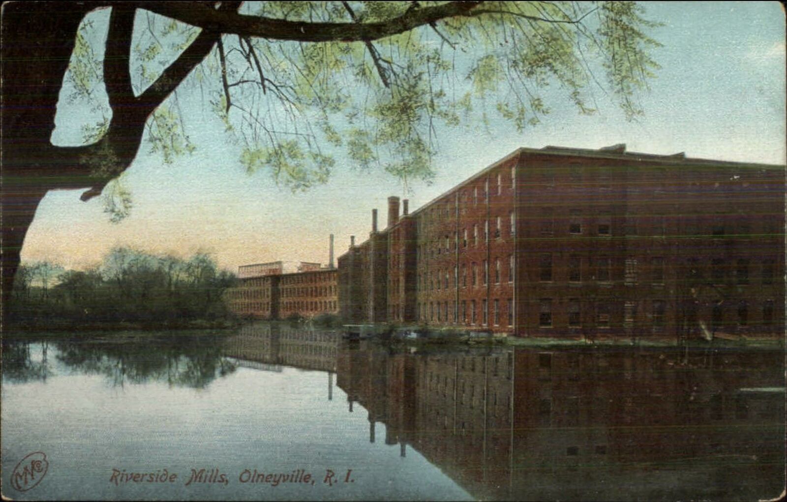 Olneyville RI Riverside Mills c1910 Postcard