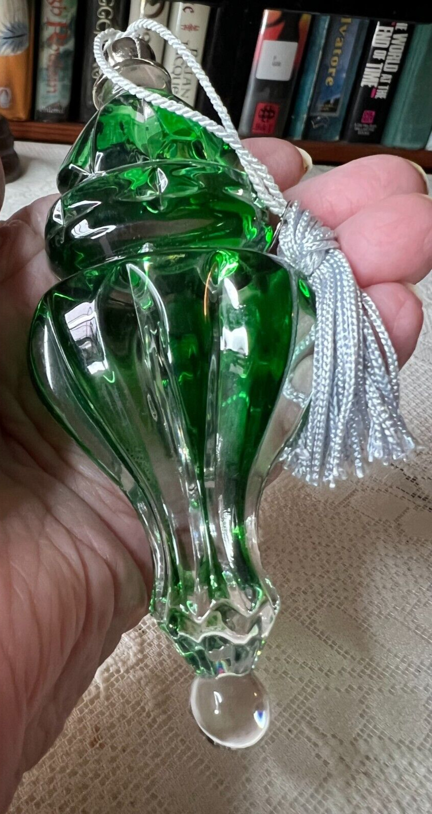 Lenox Color Gems Emerald Lite Teardrop Crystal Christmas Ornament Vintage 2000