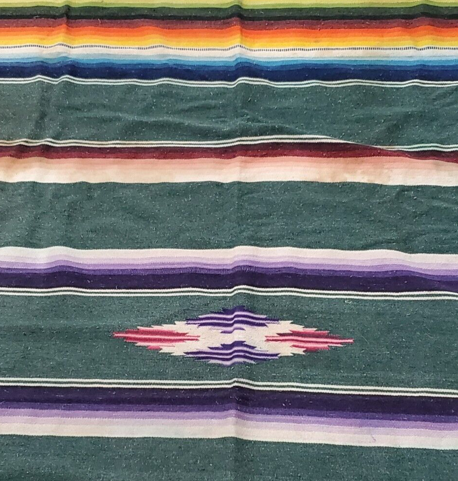 Vintage Mexican Saltillo Serape/Rug Featuring Bright Multicolor 7x4 FT Hand Made
