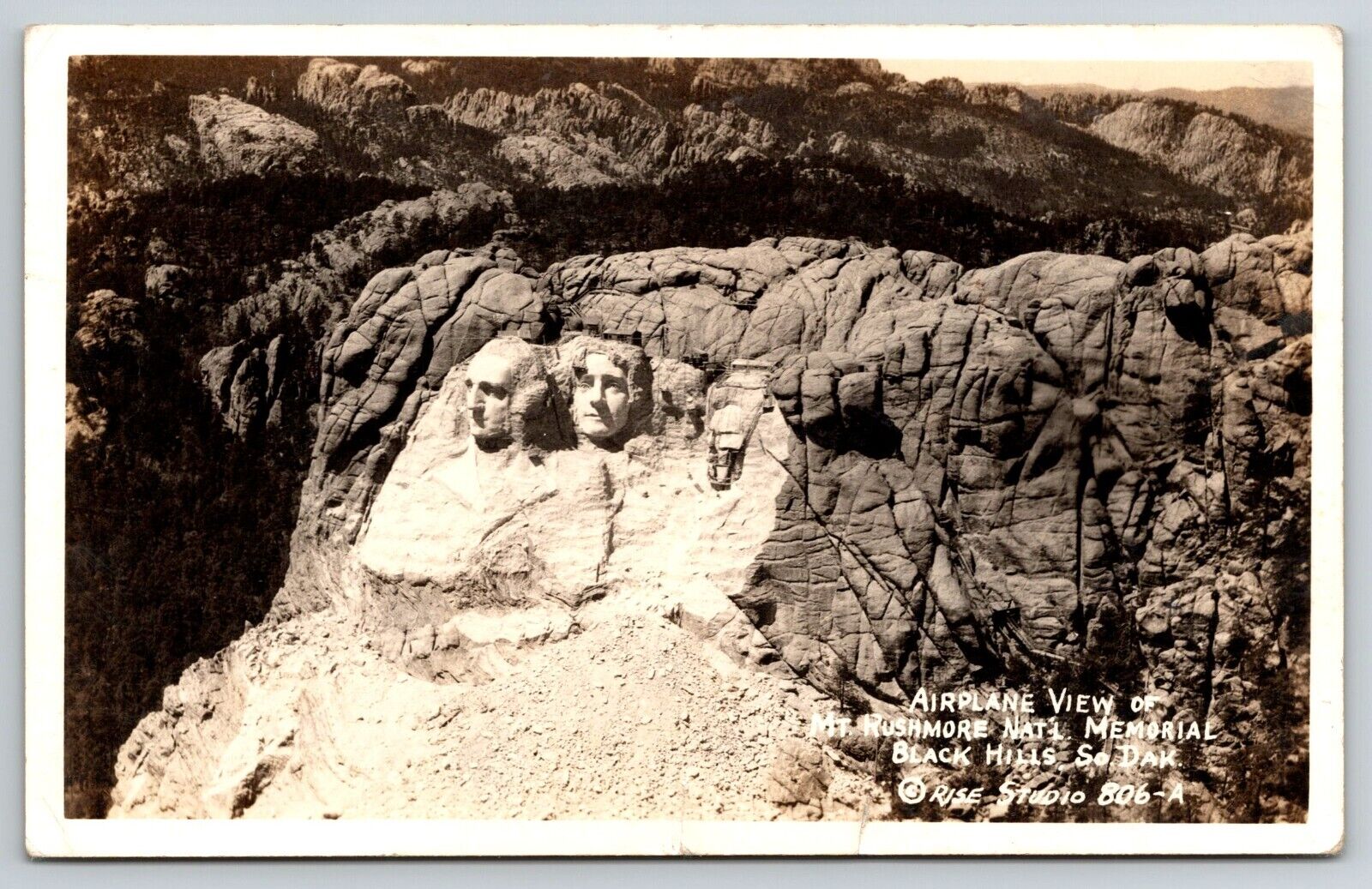 1937 Aerial View of Mt. Rushmore RPPC Postcard MON047