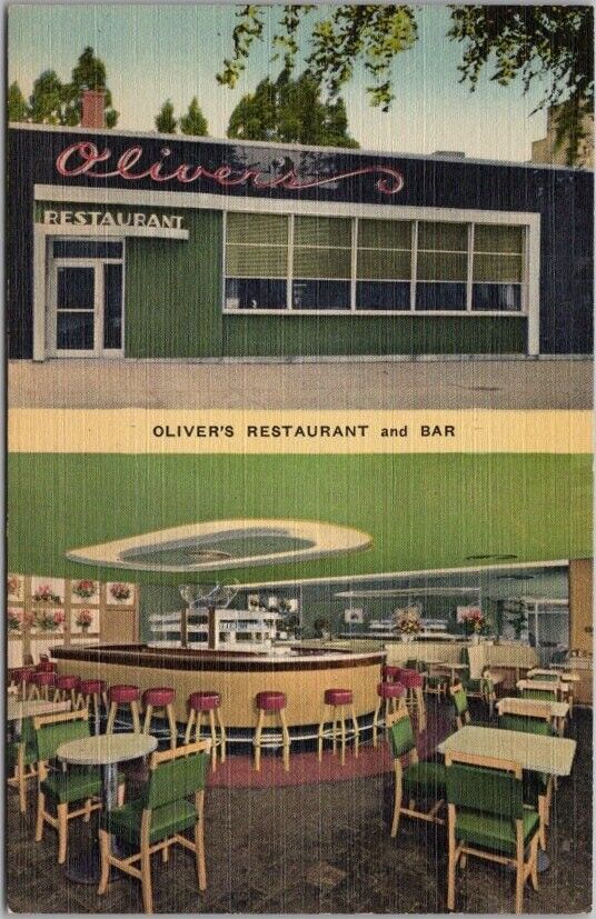 BUFFALO, New York LINEN Postcard OLIVER\'S RESTAURANT AND BAR c1950s Unused