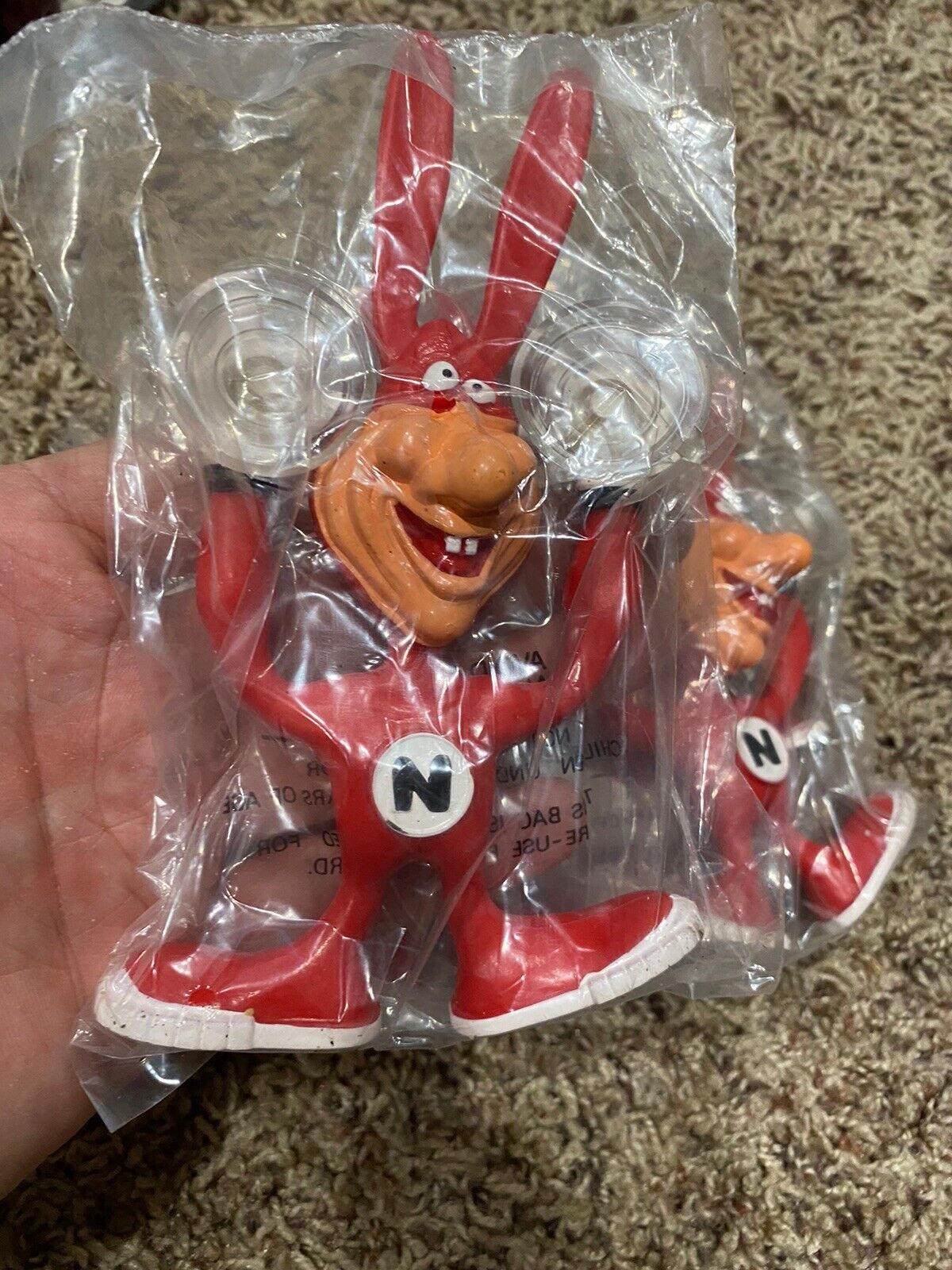 Dominos Pizza Avoid the Noid Window Suction Rubber Figurine Vintage 1989 Sealed