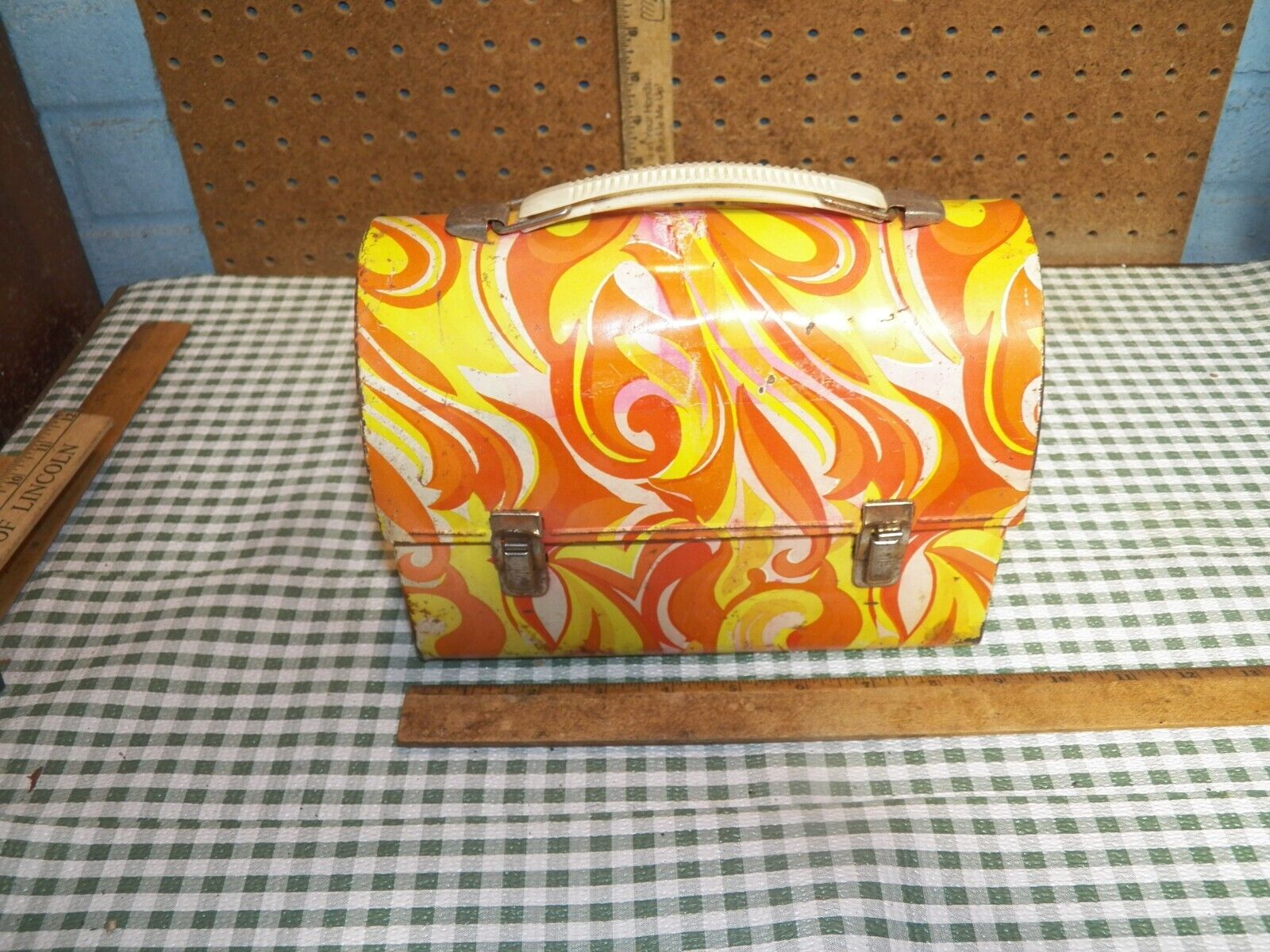 Vintage 1960\'s Psychedelic Metal Domed Lunchbox