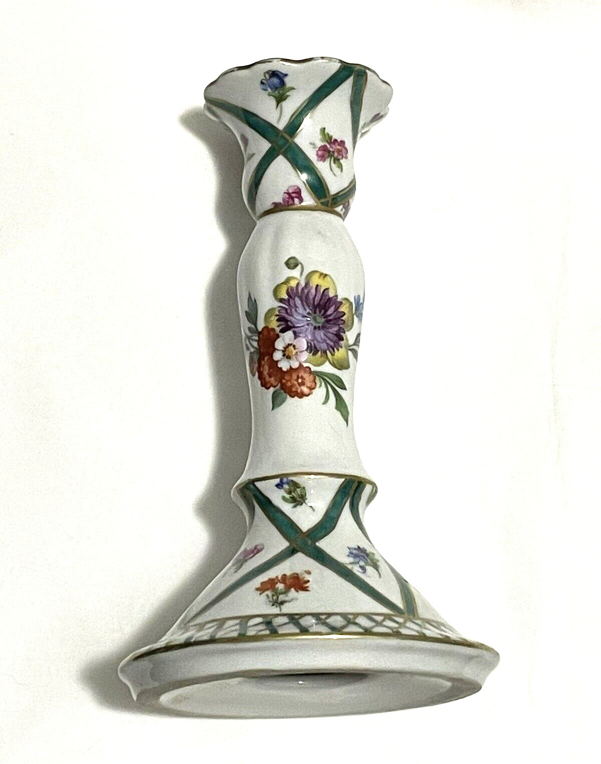 ELIOS ITALIAN Hand-Painted FLORAL CANDLESTICK ~ 6.75\