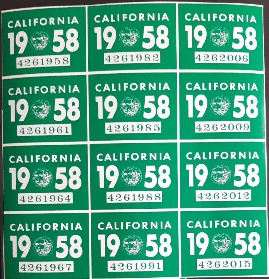 1958 California YOM DMV Car Truck Trailer License Plate Sticker / Tag CA 1956/58
