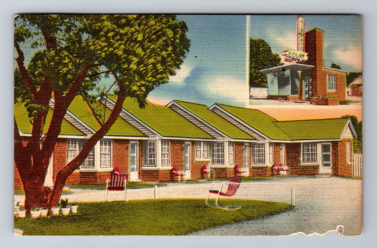 Nashville TN-Tennessee, Airways Court, Advertising, Vintage c1952 Postcard