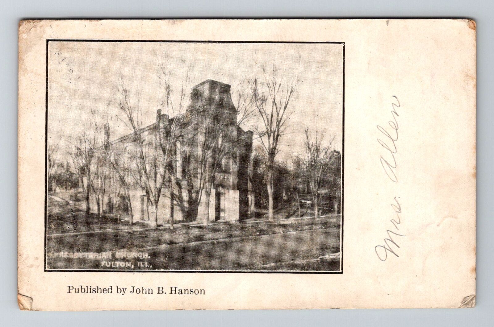 Fulton, IL-Illinois, Presbyterian Church Antique c1907 Souvenir Vintage Postcard