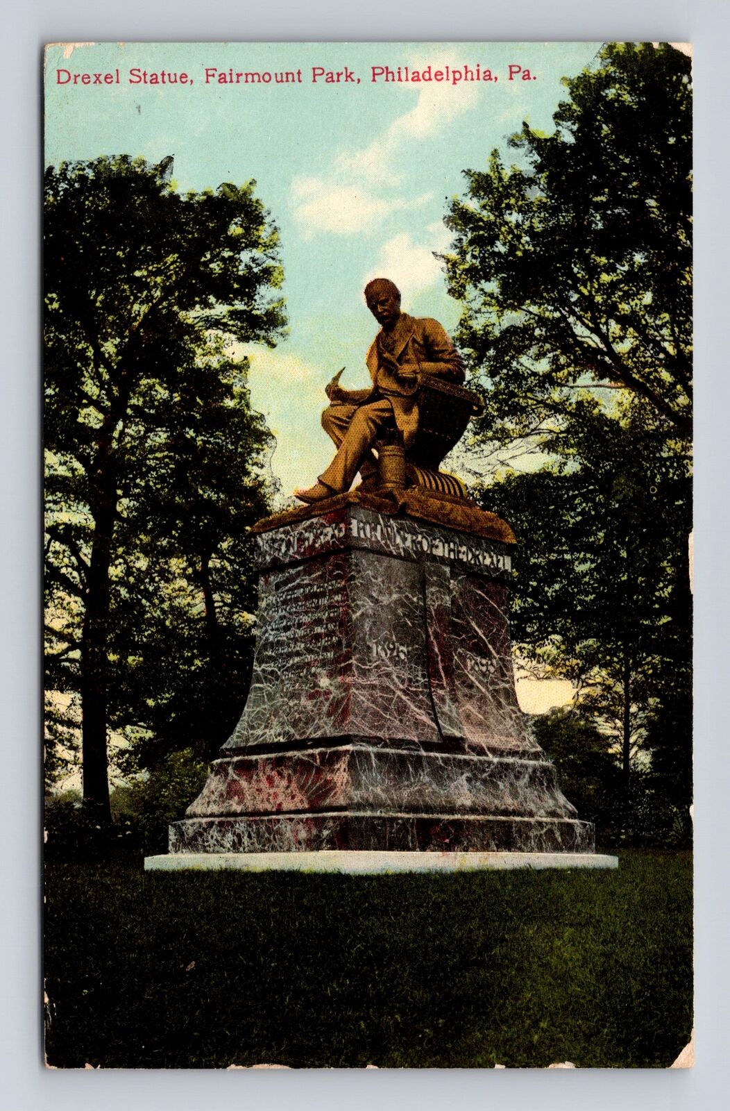 Philadelphia PA-Pennsylvania Fairmount Park Drexel Statue Vintage c1910 Postcard