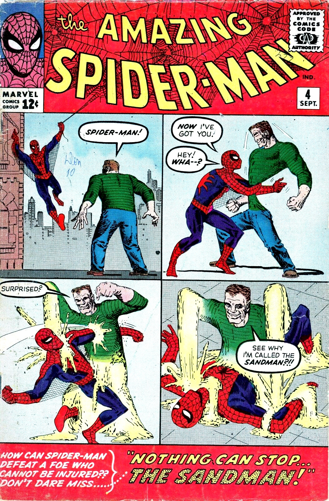 THE AMAZING SPIDER-MAN #4 MARVEL 1ST APP. SANDMAN 1963 COMIC BOOK NICE KEY