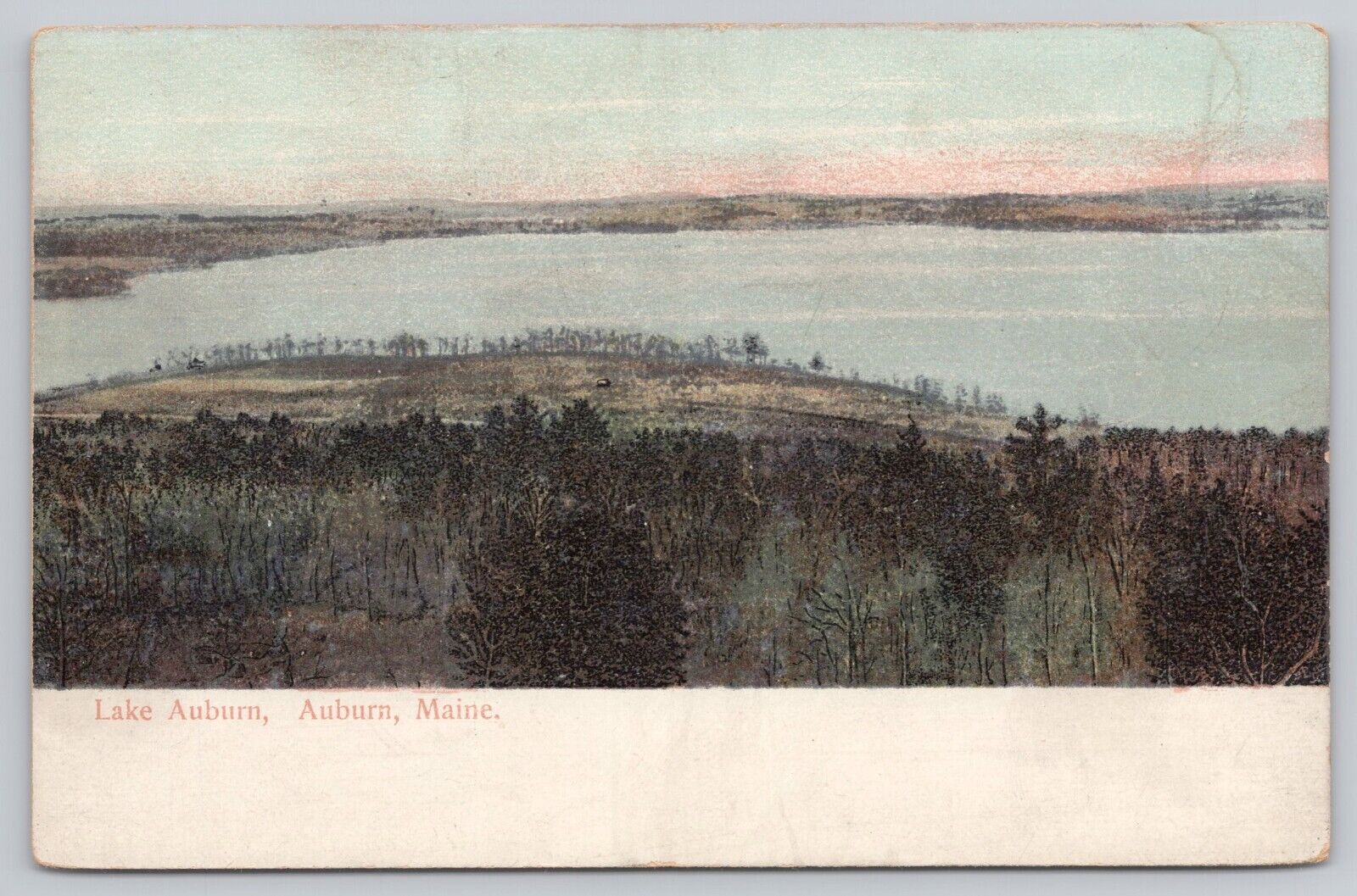 Auburn Maine, Lake Auburn Scenic View, Vintage Postcard