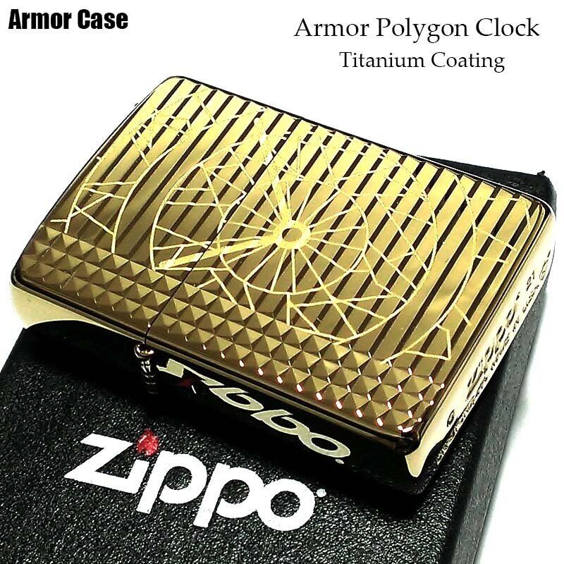 Armor Polygon Clock Gold Titanium Plate ZIPPO MIB Rare