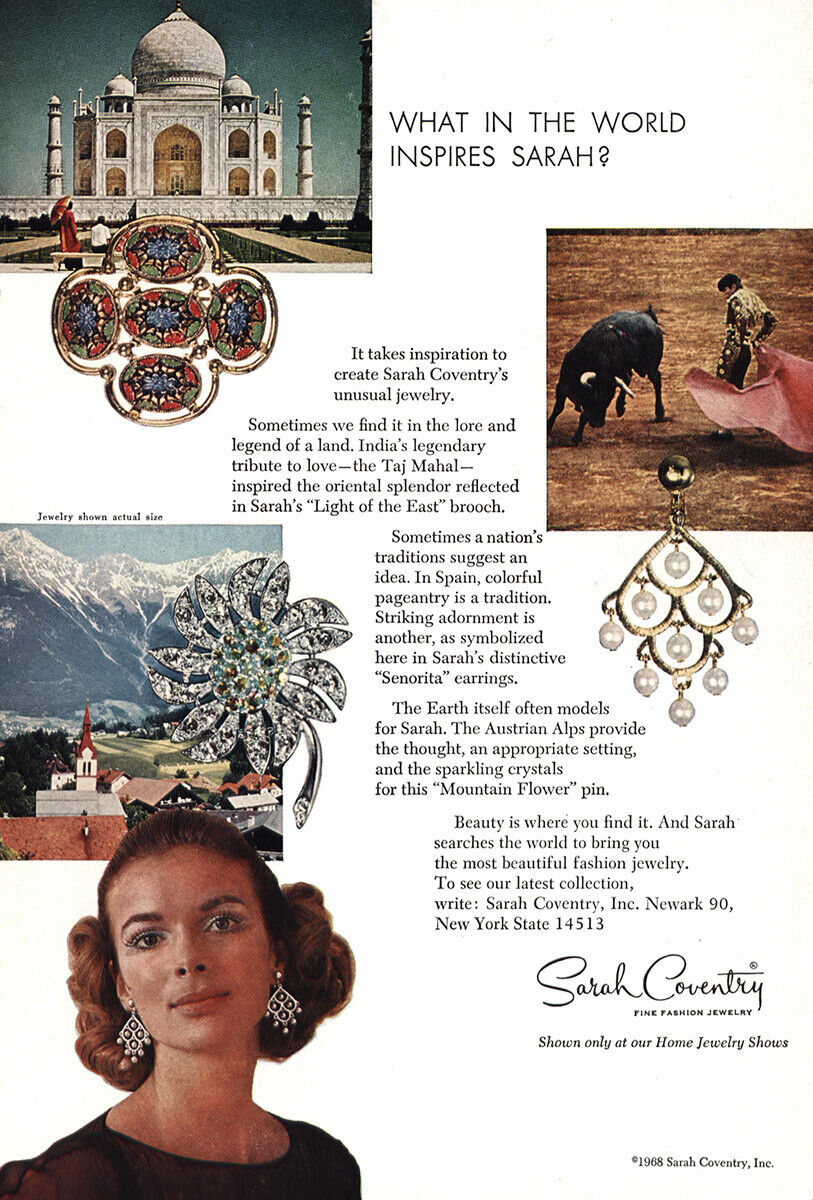 1968 Sarah Coventry: What In World Inspires Sarah Vintage Print Ad