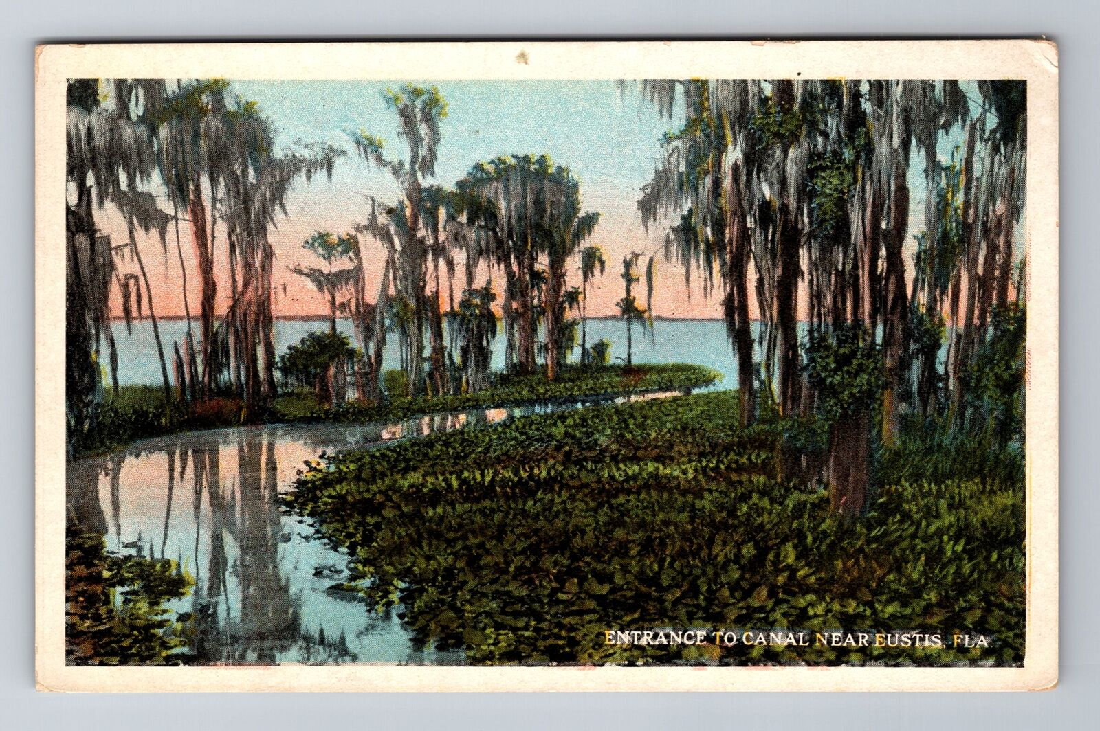 Eustis FL-Florida, Entrance To Canal, Antique, Vintage Souvenir Postcard