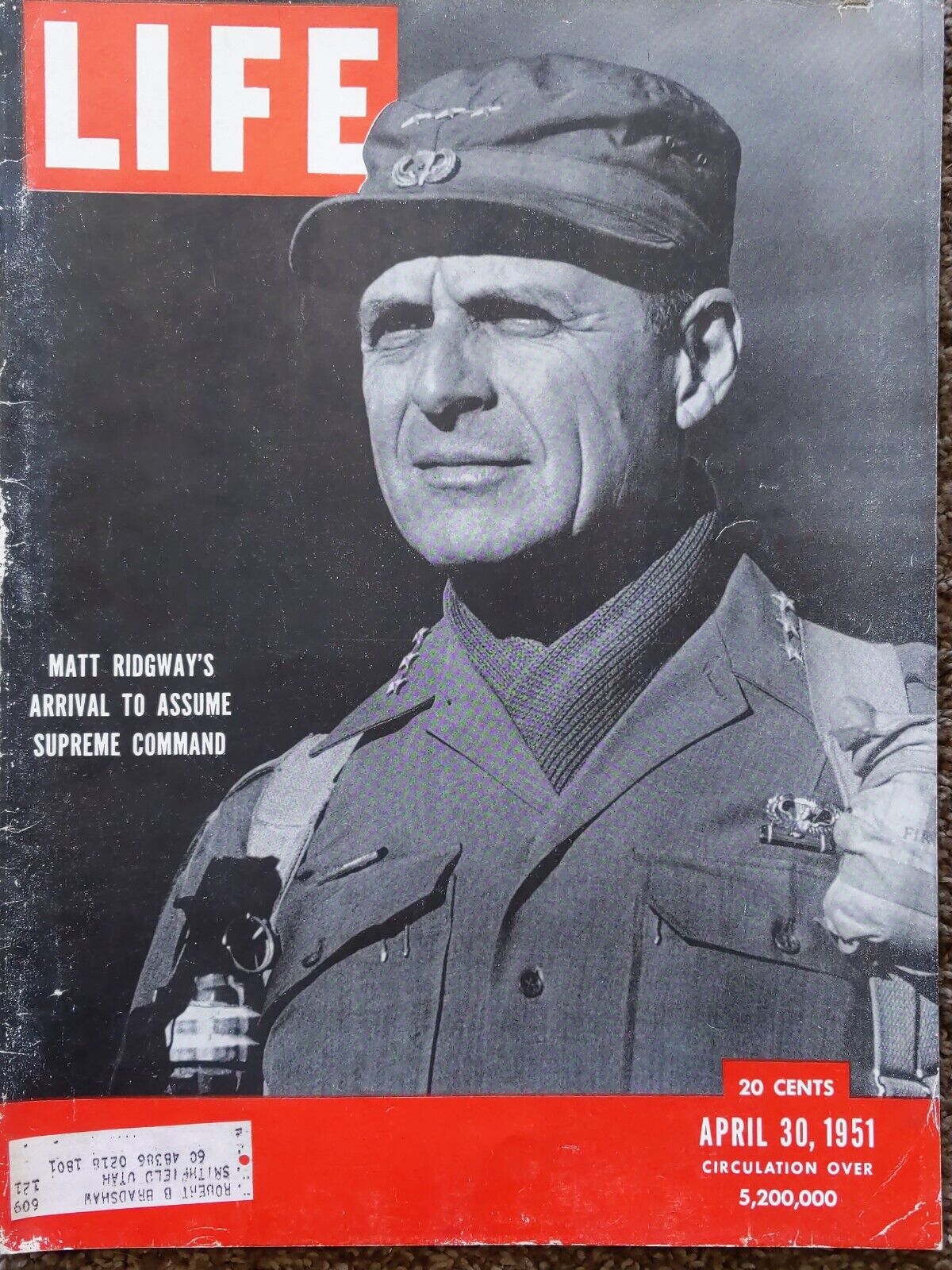 Life magazine April 30th, 1951. Matt rigway. Cover only.