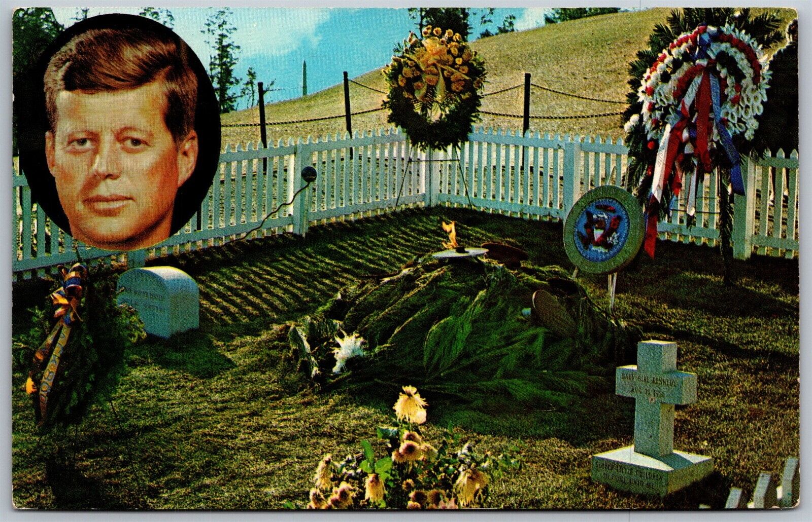 Vtg Washington DC Grave Of President John F Kennedy Arlington Cemetery Postcard