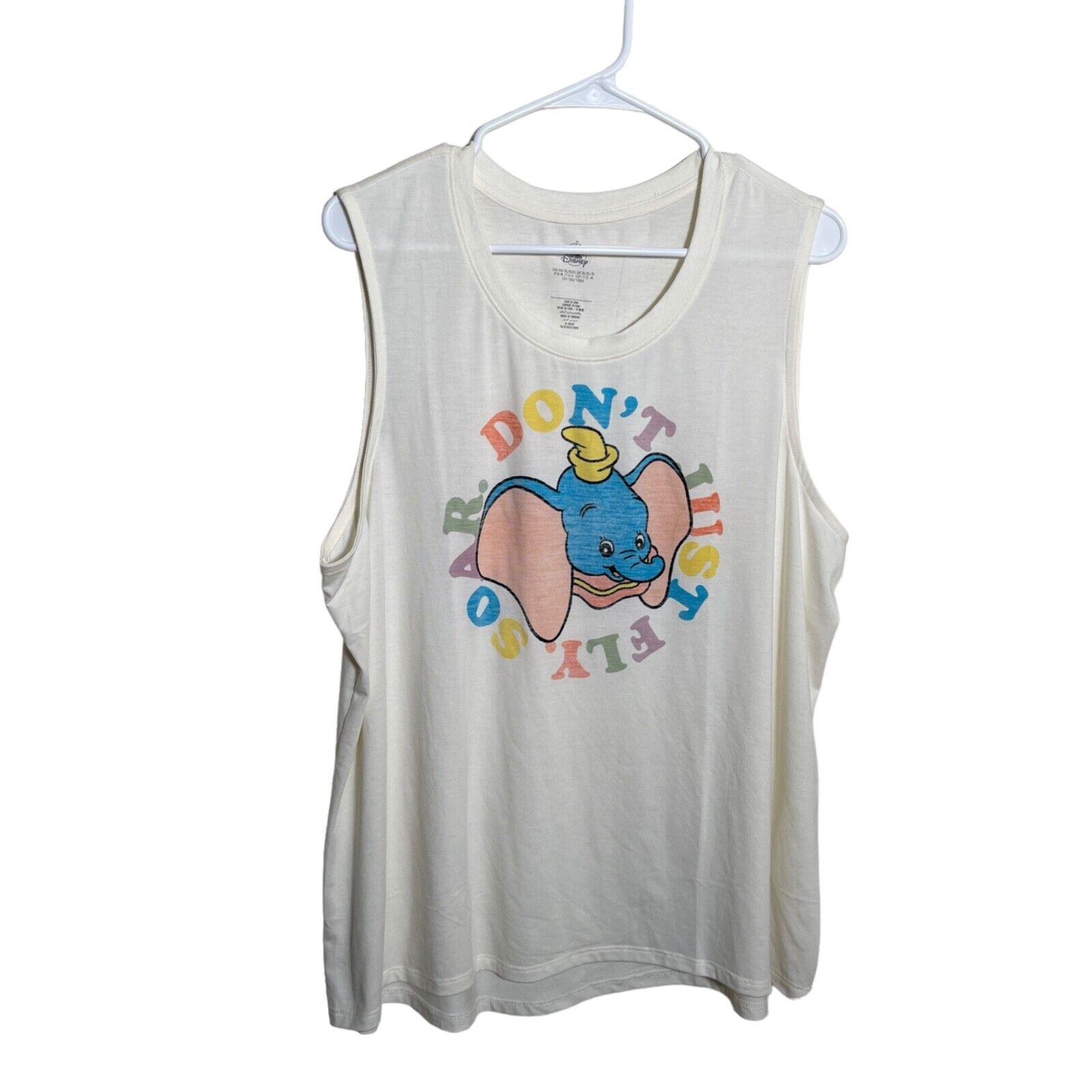 Disney Parks Dumbo Tank Top Adult XL Yellow White Don't Just Fly. Soar Top
