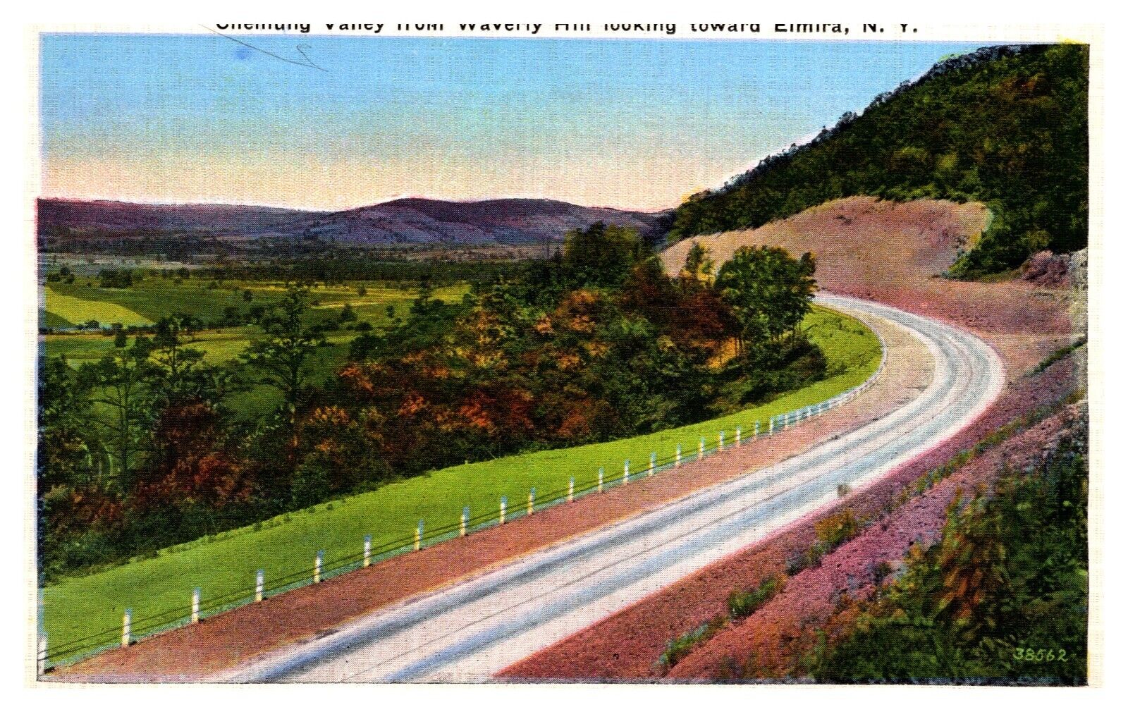 postcard Chemung Valley from Waverly Hill looking towards Elmira New York 7216