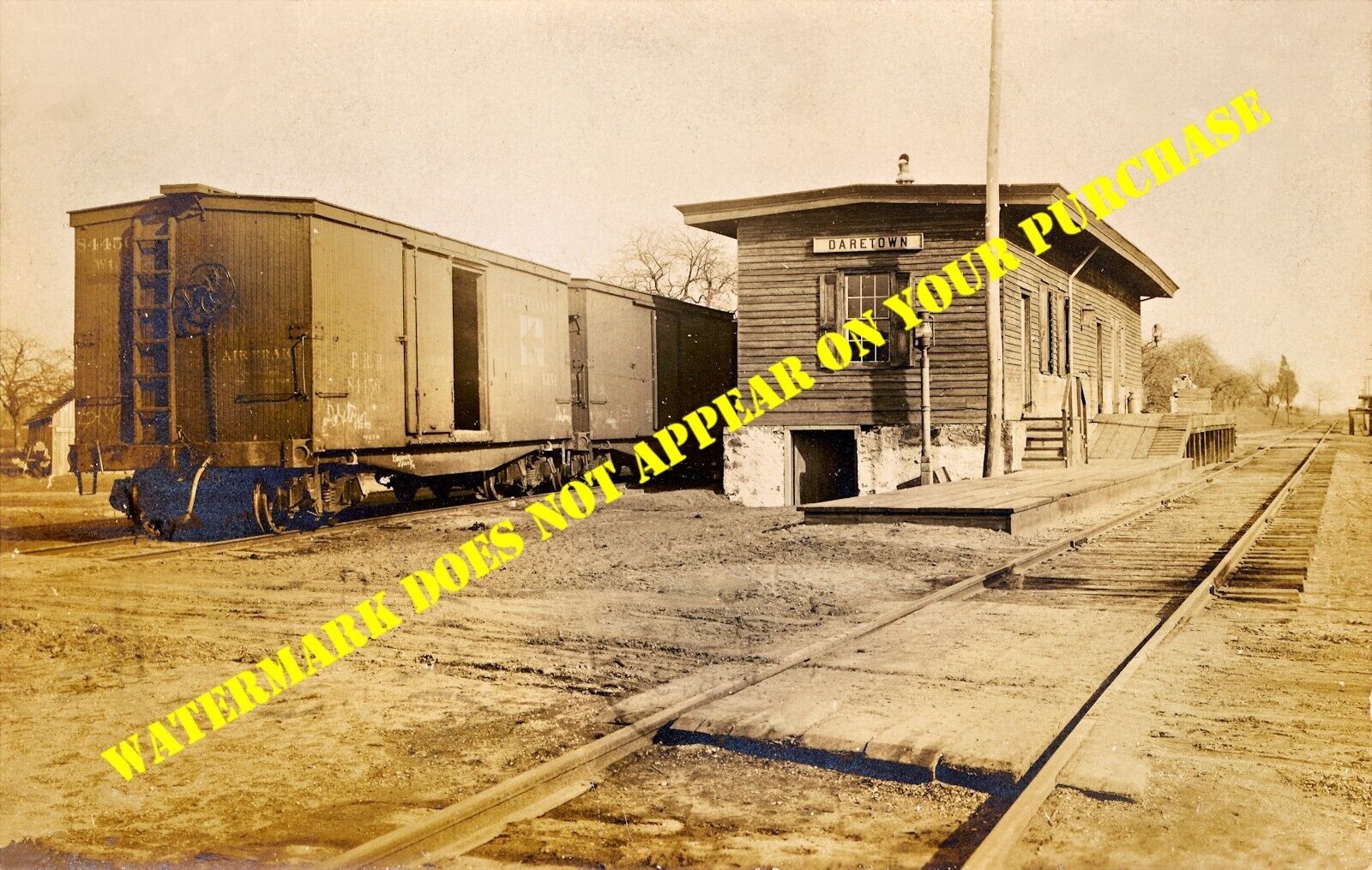 PRR West Jersey & Seashore Daretown NJ station REPRODUCTION from postcard