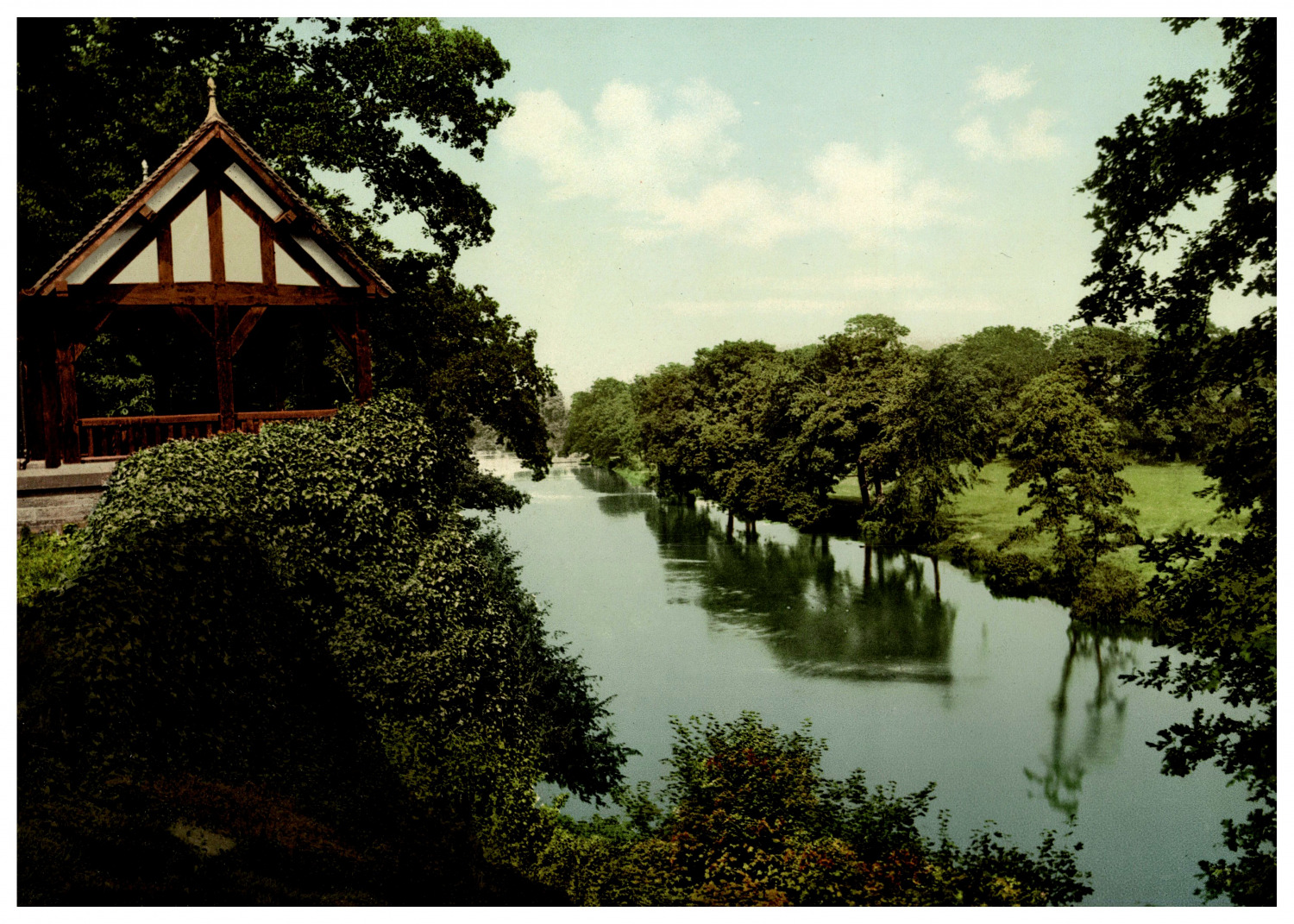 England. Chester. View on the Dee. Vintage Photochrome by P.Z, Photochrome Zuri