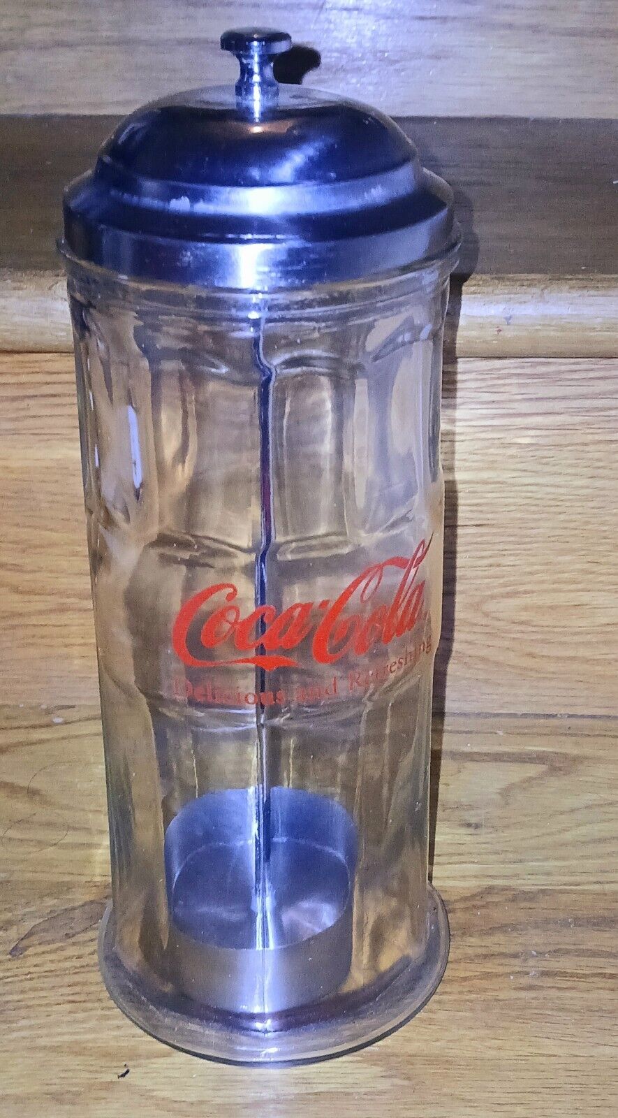 Coca-Cola Vintage Diner-Style Glass & Chrome Straw Dispenser/Holder 14\