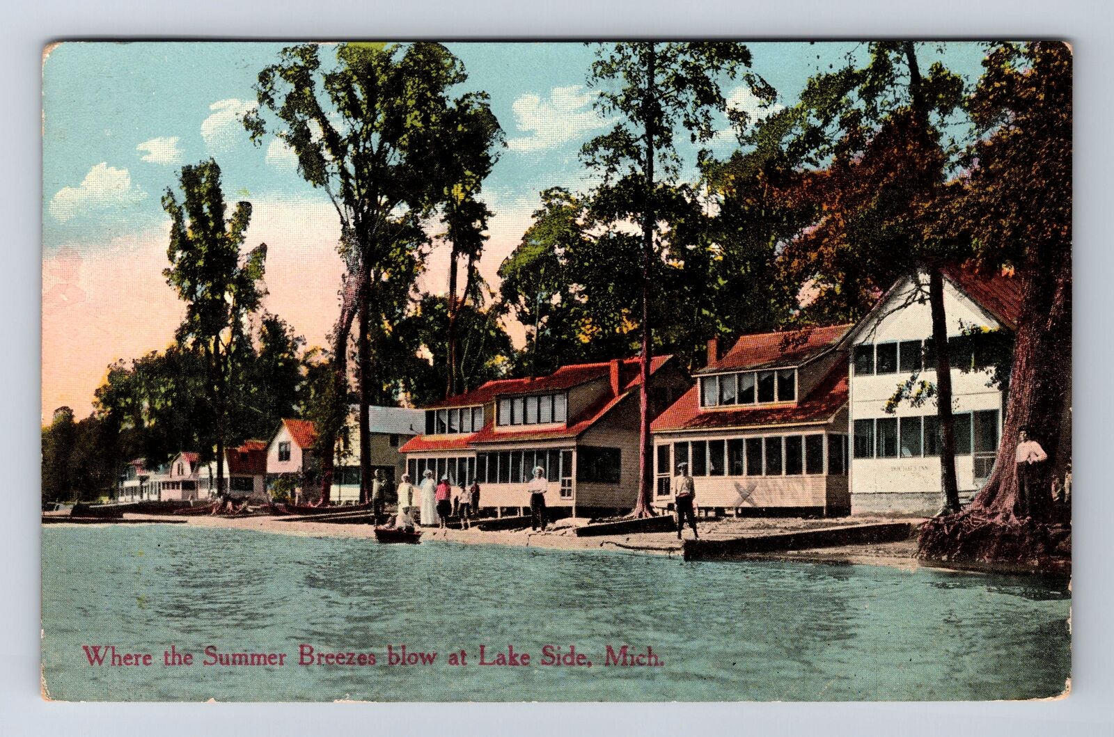 Lake Side MI-Michigan, Where Summer Breezes Blow, Antique, Vintage Postcard