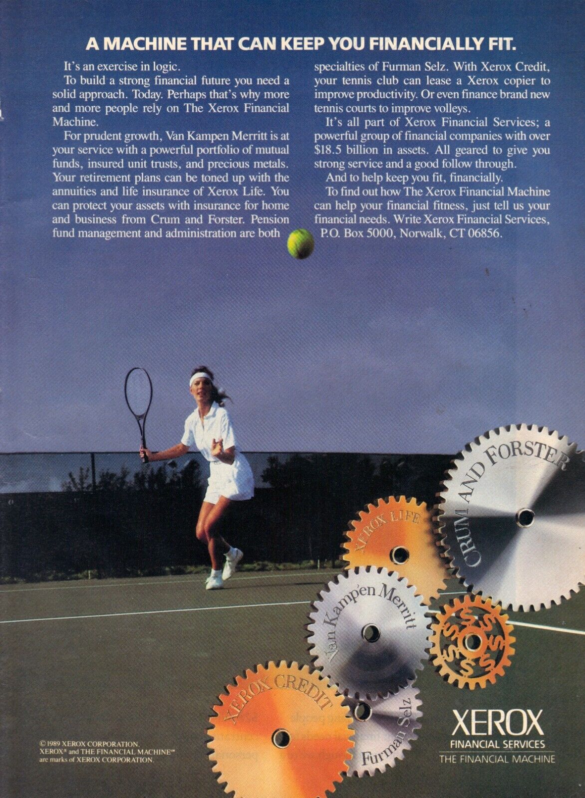 Vintage 1989 Print Ad for Xerox - Tennis