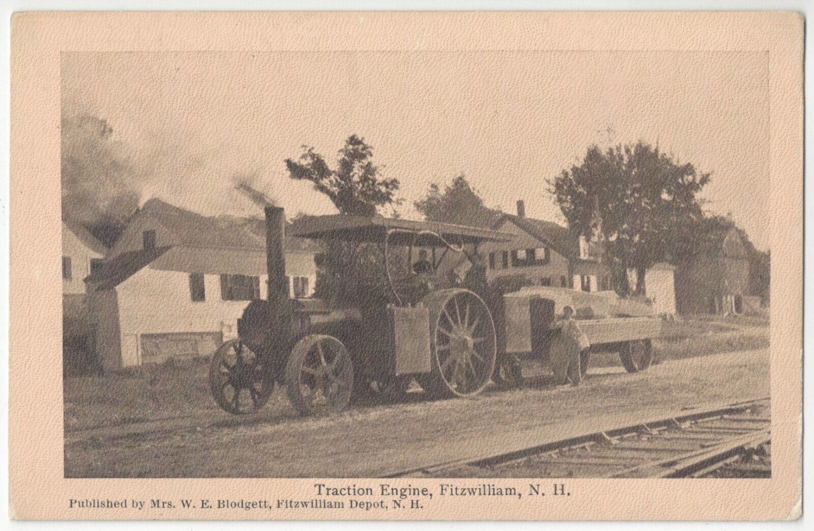 1906 Fitzwilliam, N.H. Farming Tractor Pulling Trailer & Stones - New Hampshire
