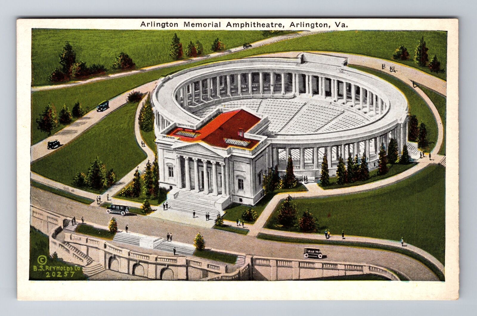Arlington VA- Virginia, Aerial Arlington Memorial Amphitheatre, Vintage Postcard