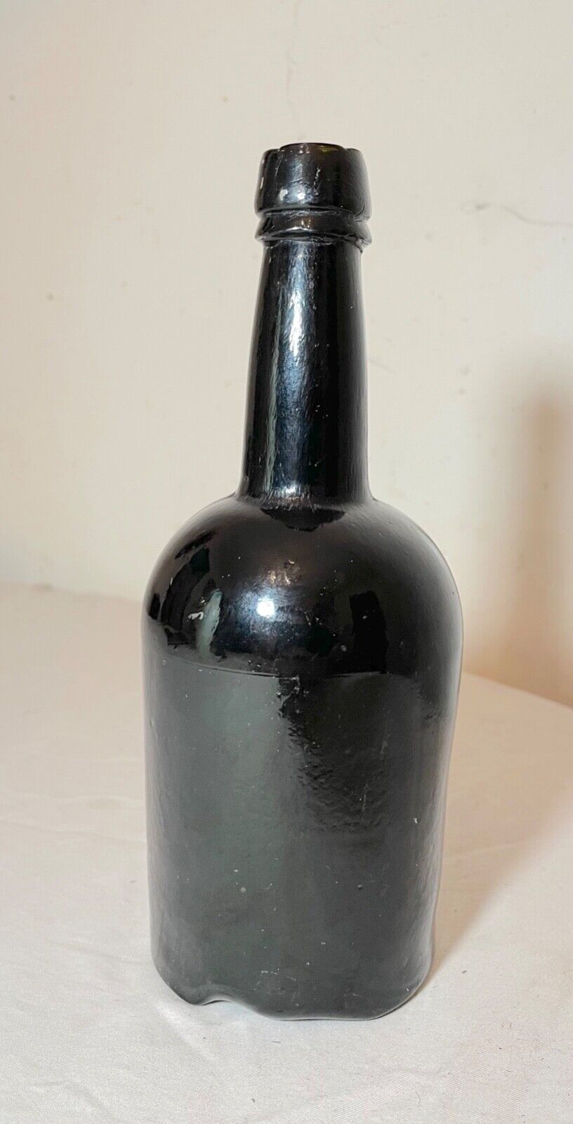 rare antique 18th century handmade 4 part mold blown green whiskey glass bottle
