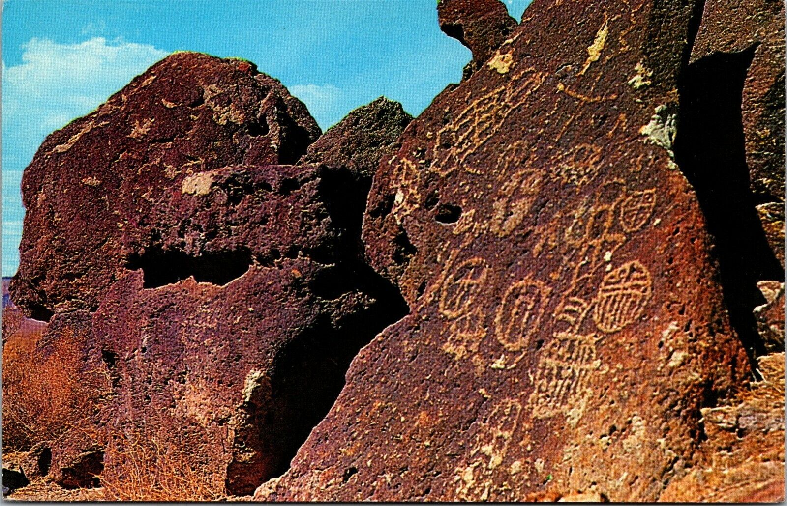 Vtg Indian Petroglyphs Plute Indian Reservation Bishop California CA Postcard