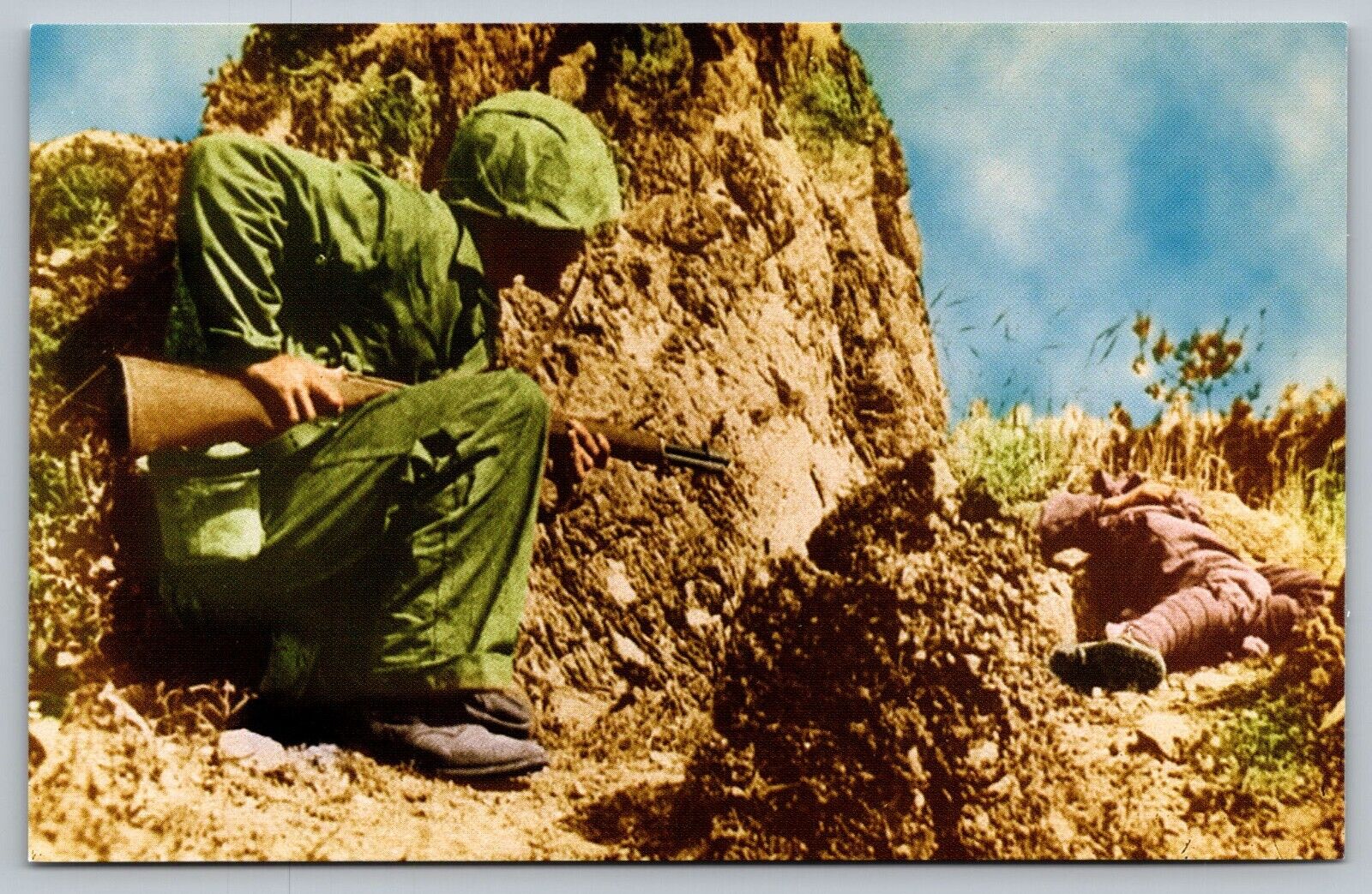 Postcard Military WWII Sniper Hunting Okinawa Japan VTG c1940  H13