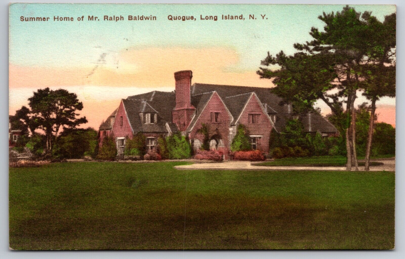 Summer Home of Ralph Baldwin Quogue Long Island New York NY c1930 Postcard