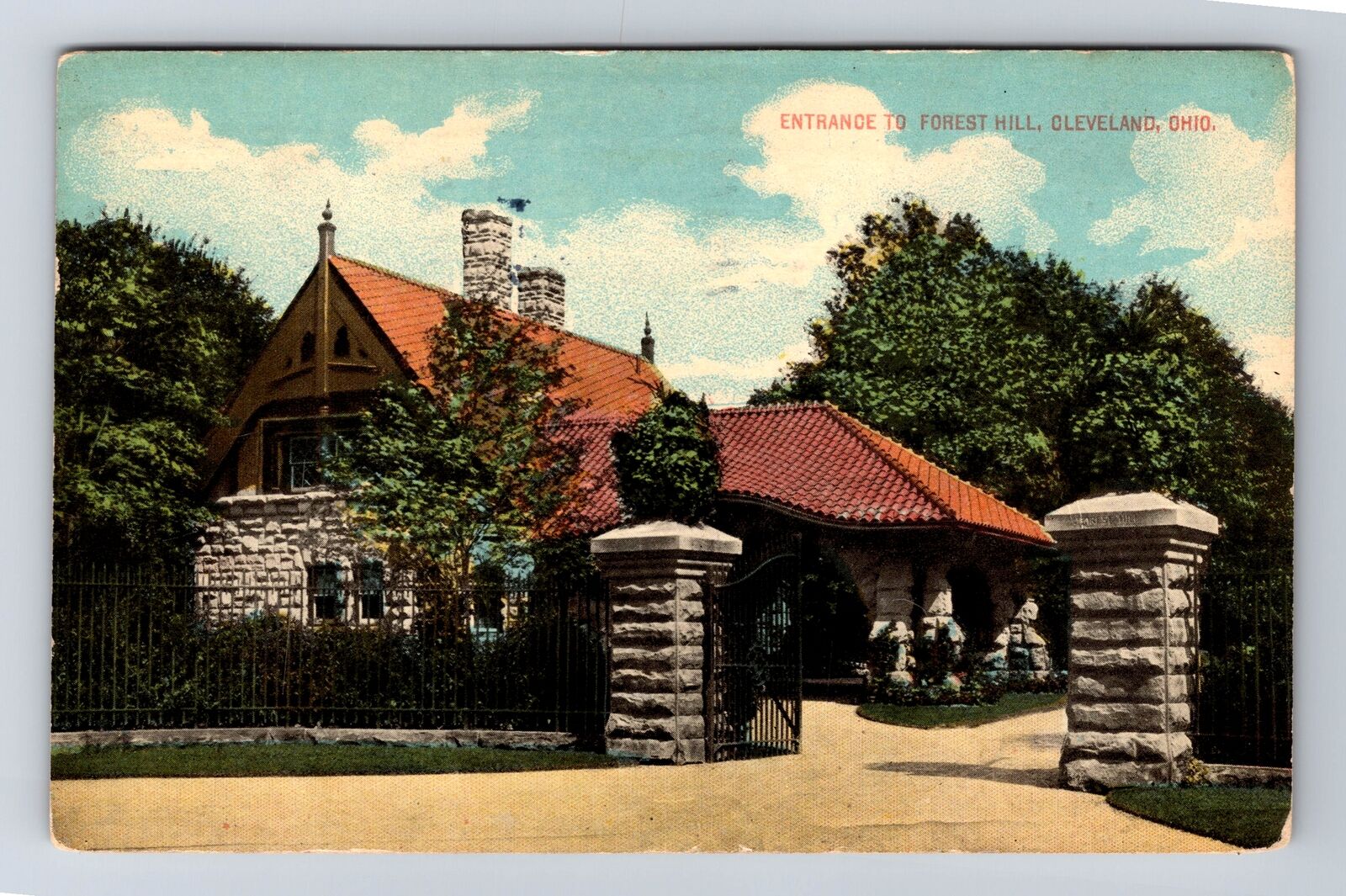 Cleveland OH-Ohio, Entrance To Forest Hill, Antique, Vintage c1913 Postcard