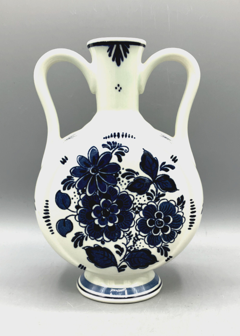 Blauw Delft Holland Distef Ceramic Two-Handled Vase Hand Painted